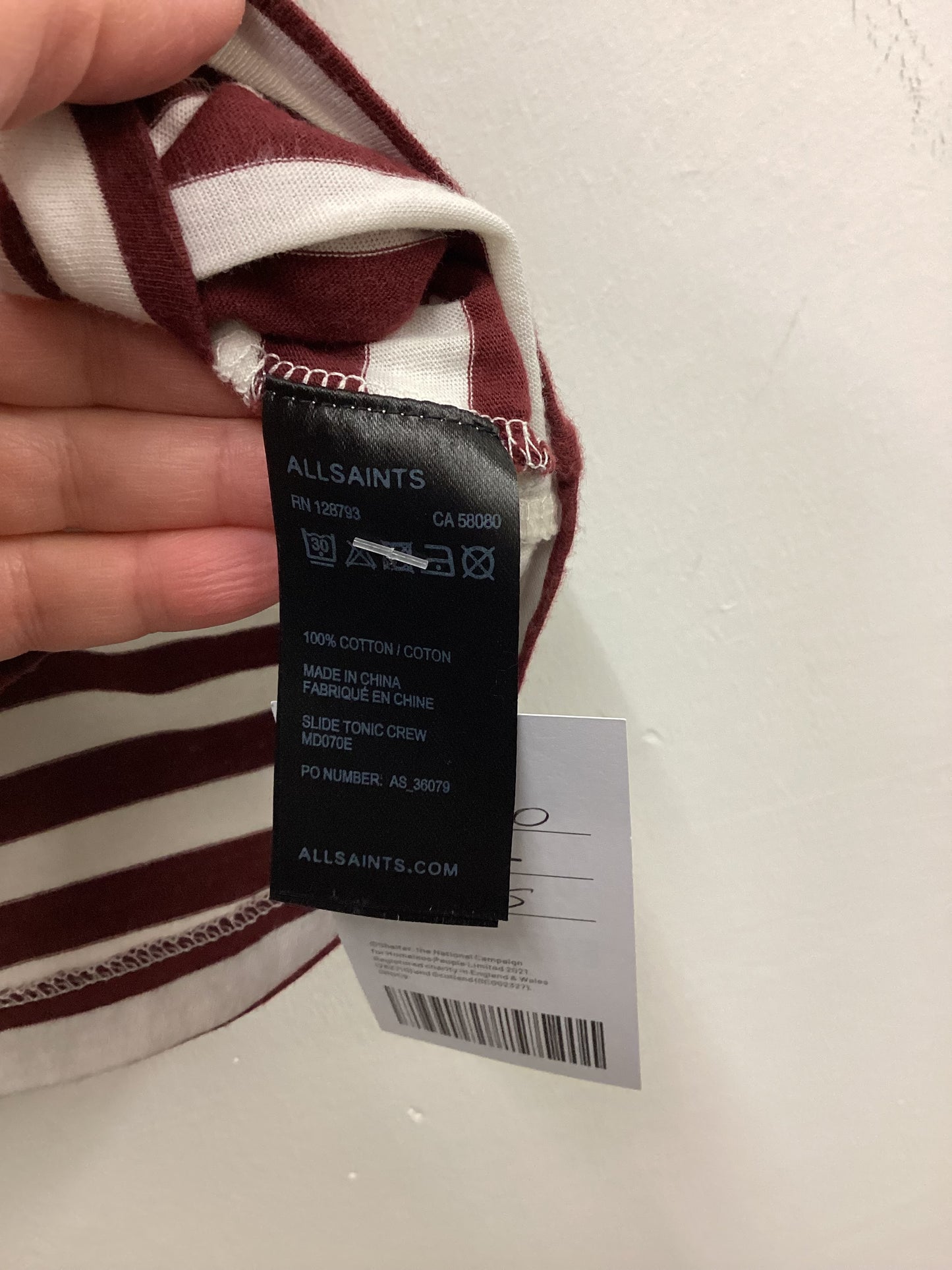 AllSaints XL Mens Striped T Shirt