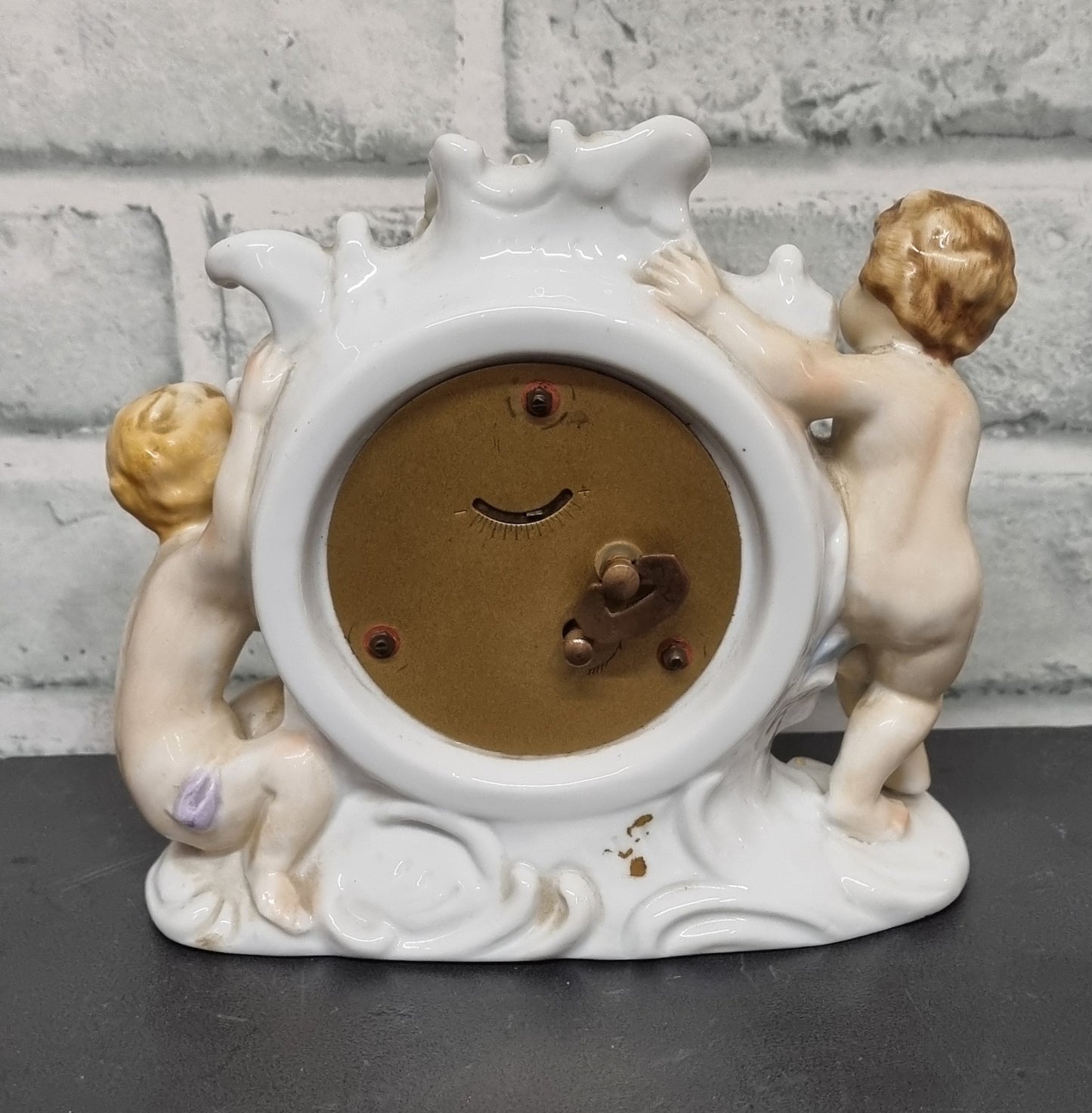 Vintage Meiko Cherub Wind-Up Mantelpiece Porcelain Clock