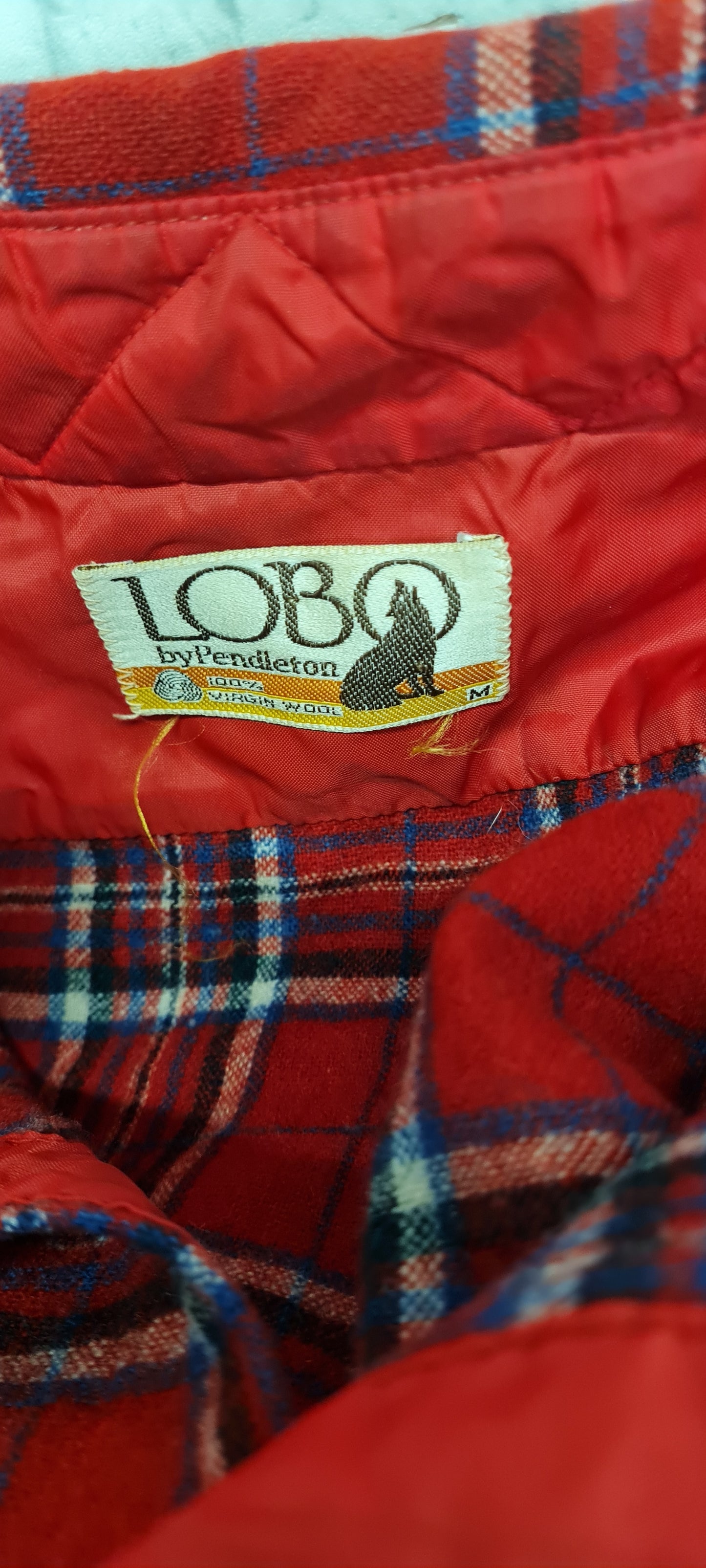 Vintage Lobo by Pendleton Red Wool Flannel Shirt with Elbow Patches Size Medium