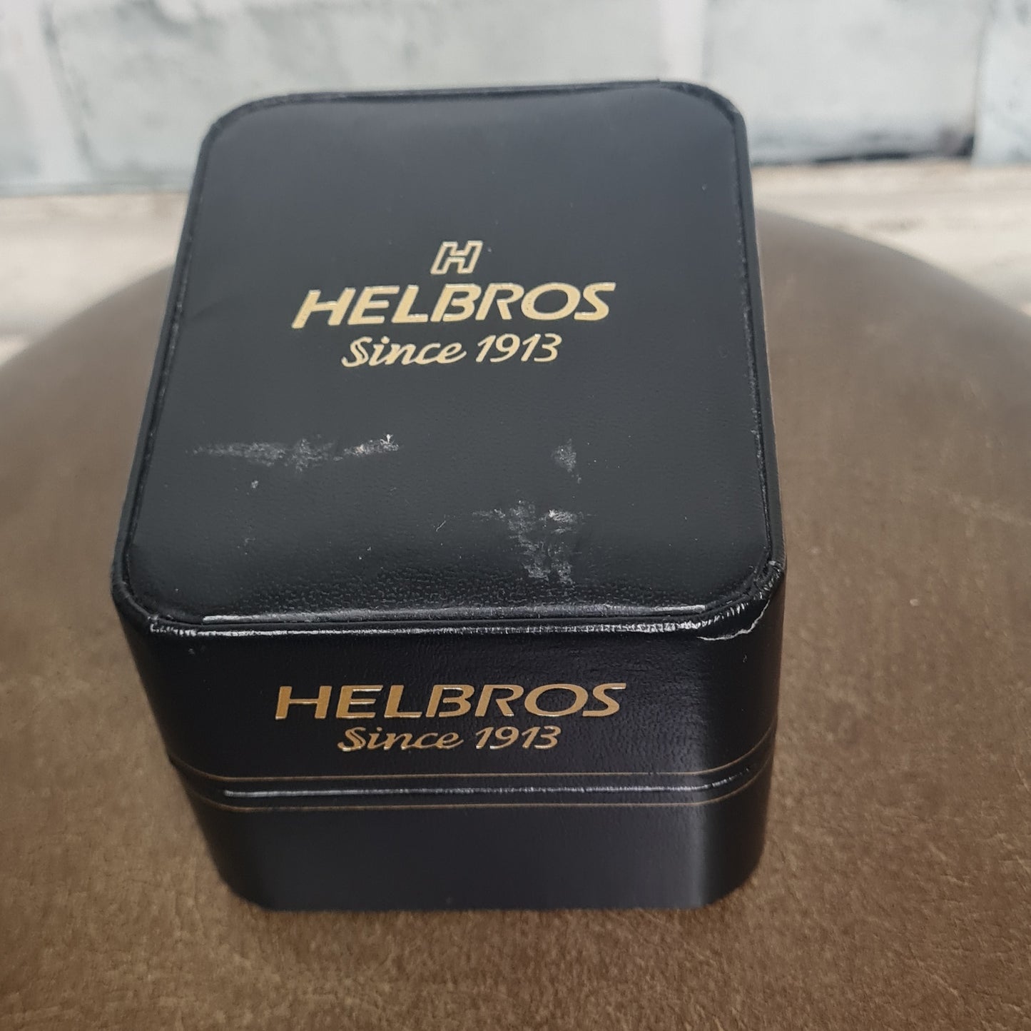 Helbros Colorama Blue Face Leather Strap Wristwatch