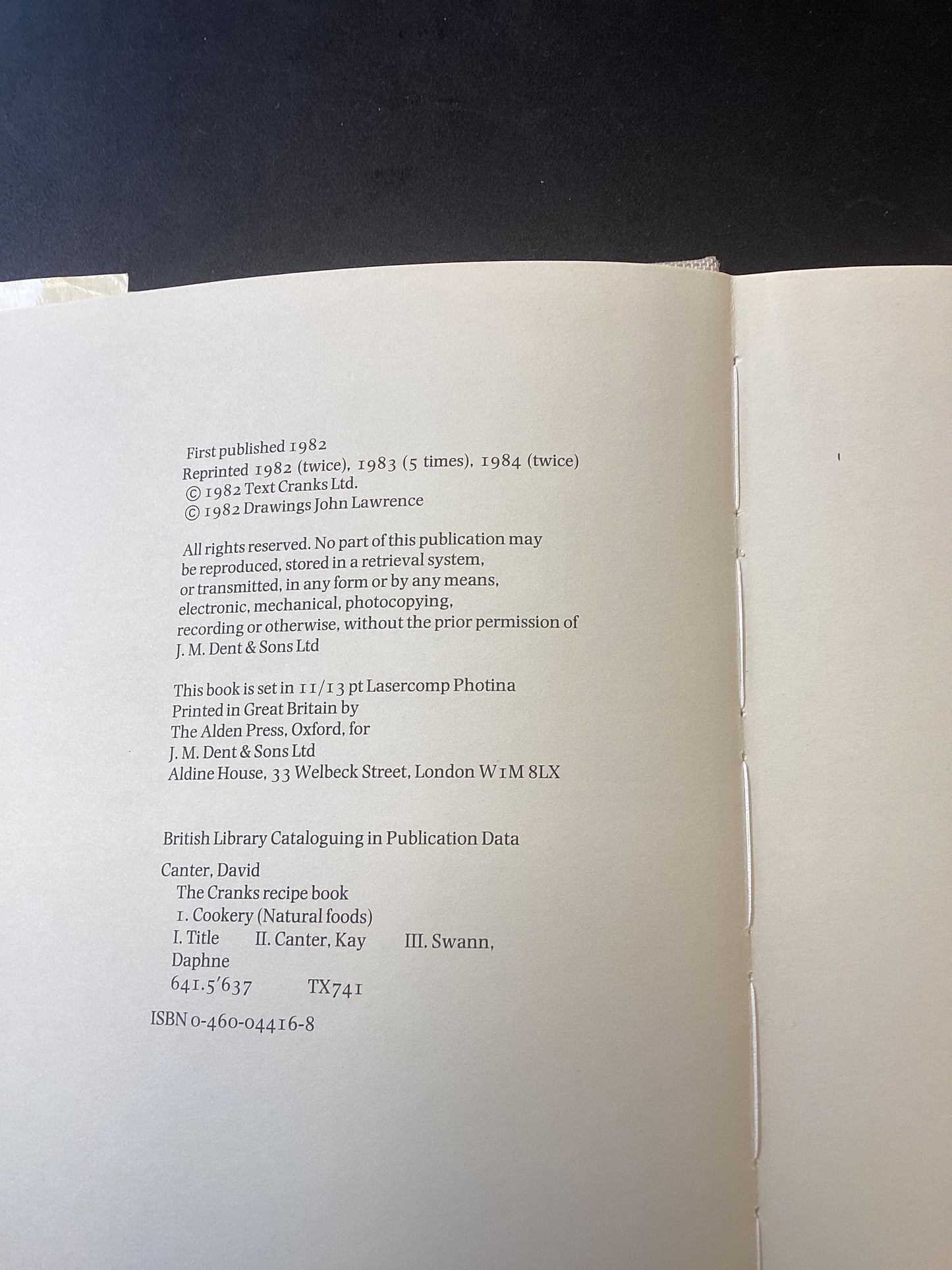 The Cranks Recipe Book by David Canter, Kay Canter and Daphne Swann