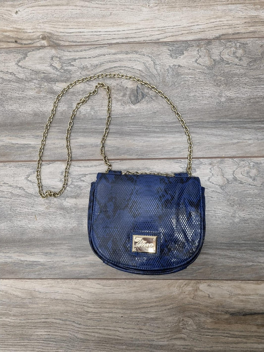 Linea Blue Faux Snakeskin Crossbody Bag with Chain Strap