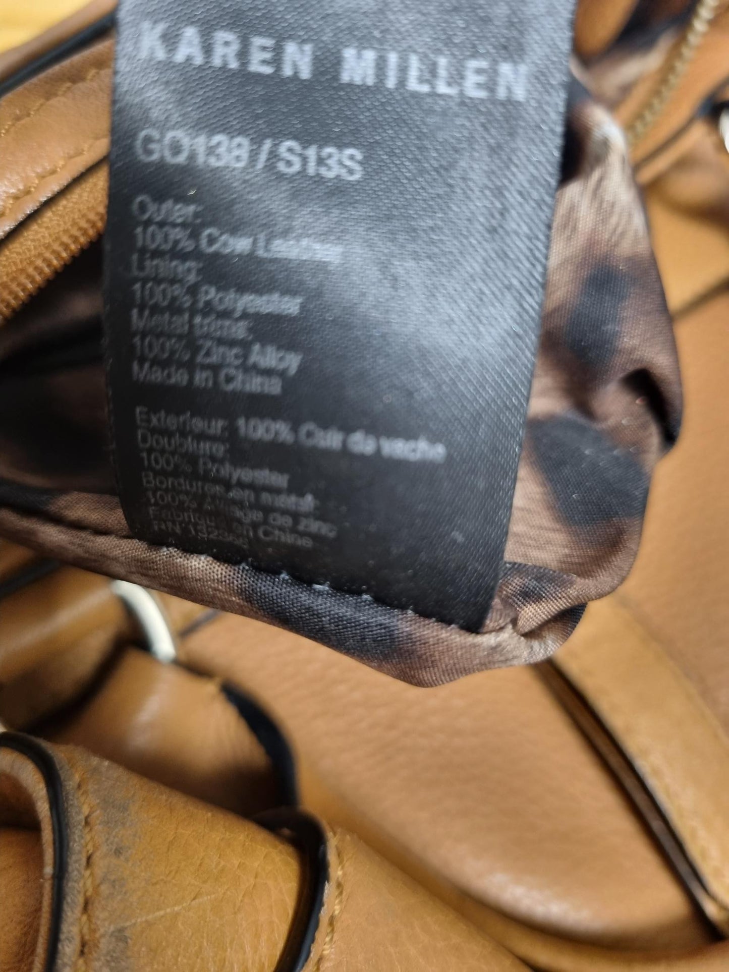 Karen Millen Tan 100% Leather Shoulder Bag