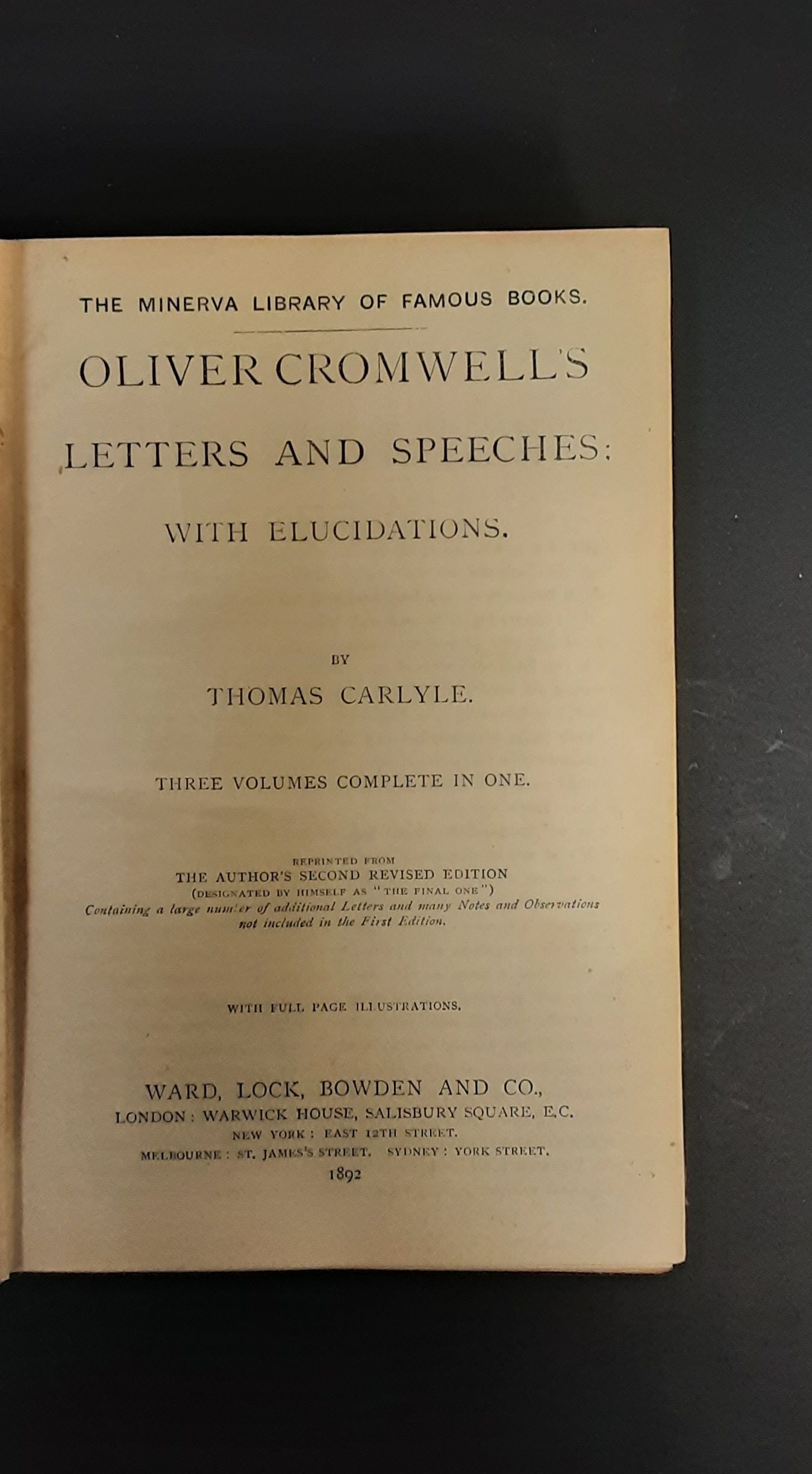 Cromwell's Letters and Speeches by Thomas Carlisle, Word, Lock, Bowden and co, 1892
