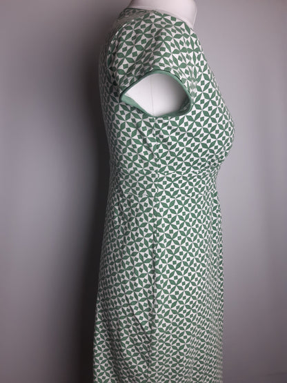 Boden Green & White Cotton Dress Size 8 Petite
