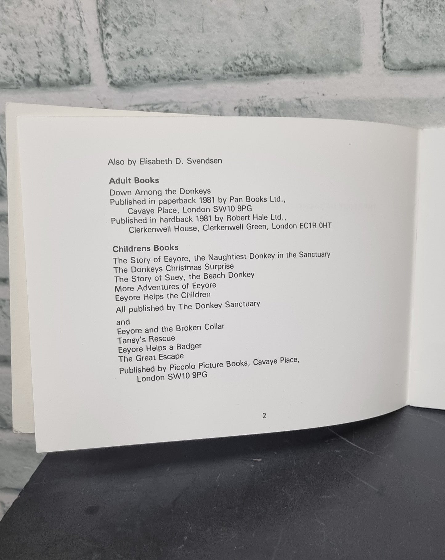 The Story of Jacko the Hurricane Donkey by Elisabeth D. Svendsen M.B.E.