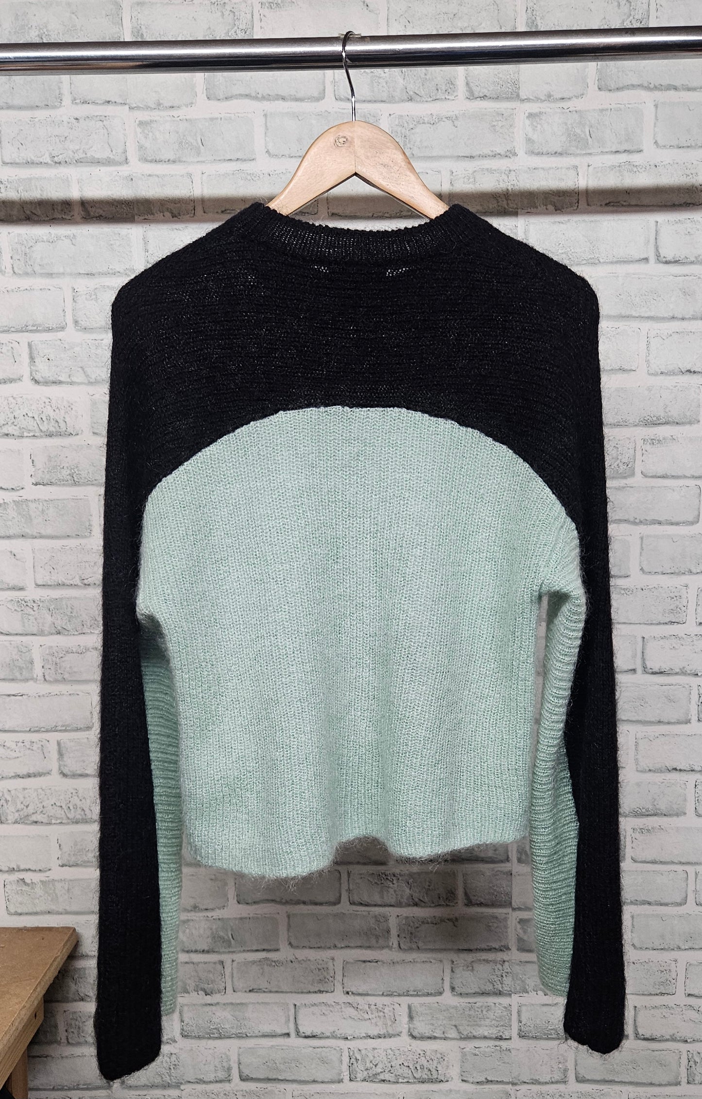 & Other Stories Mint Green Black Mohair Wool Mix Jumper Size Small