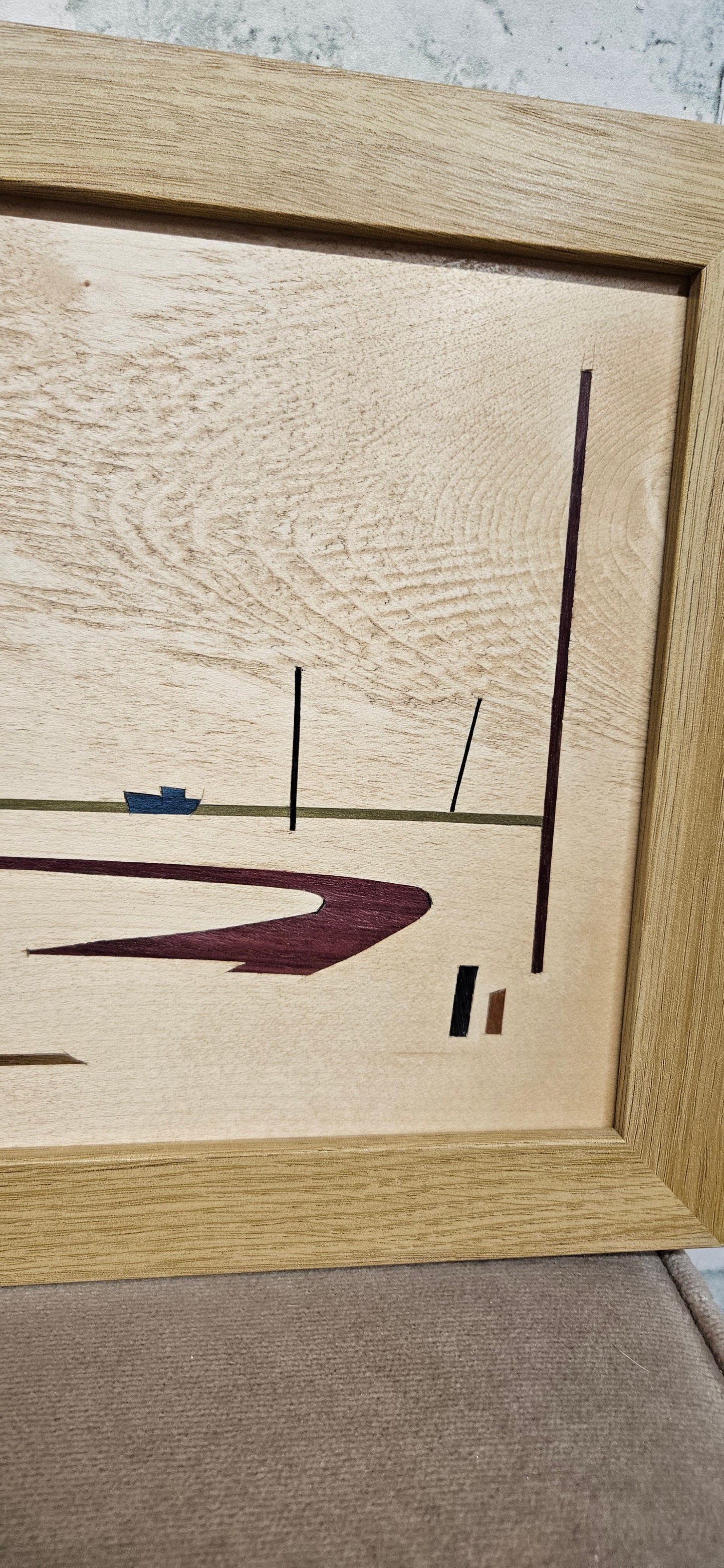 Marquetry Framed Art Blue Sky Dungeness 42.5x25.5cm