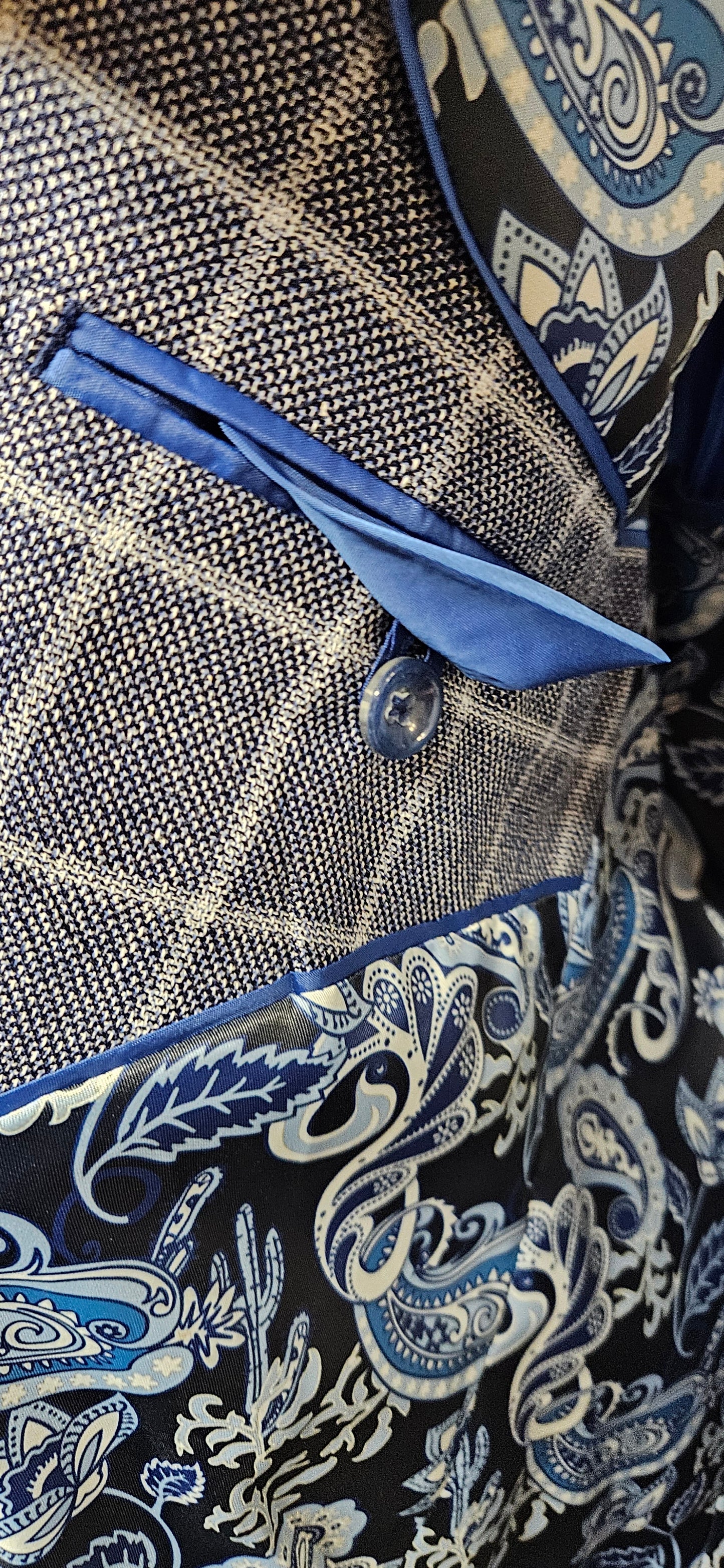 Sawyers & Hendricks London The Cotton Linen Collection Checkered Blue Jacket Size 44 BNWT