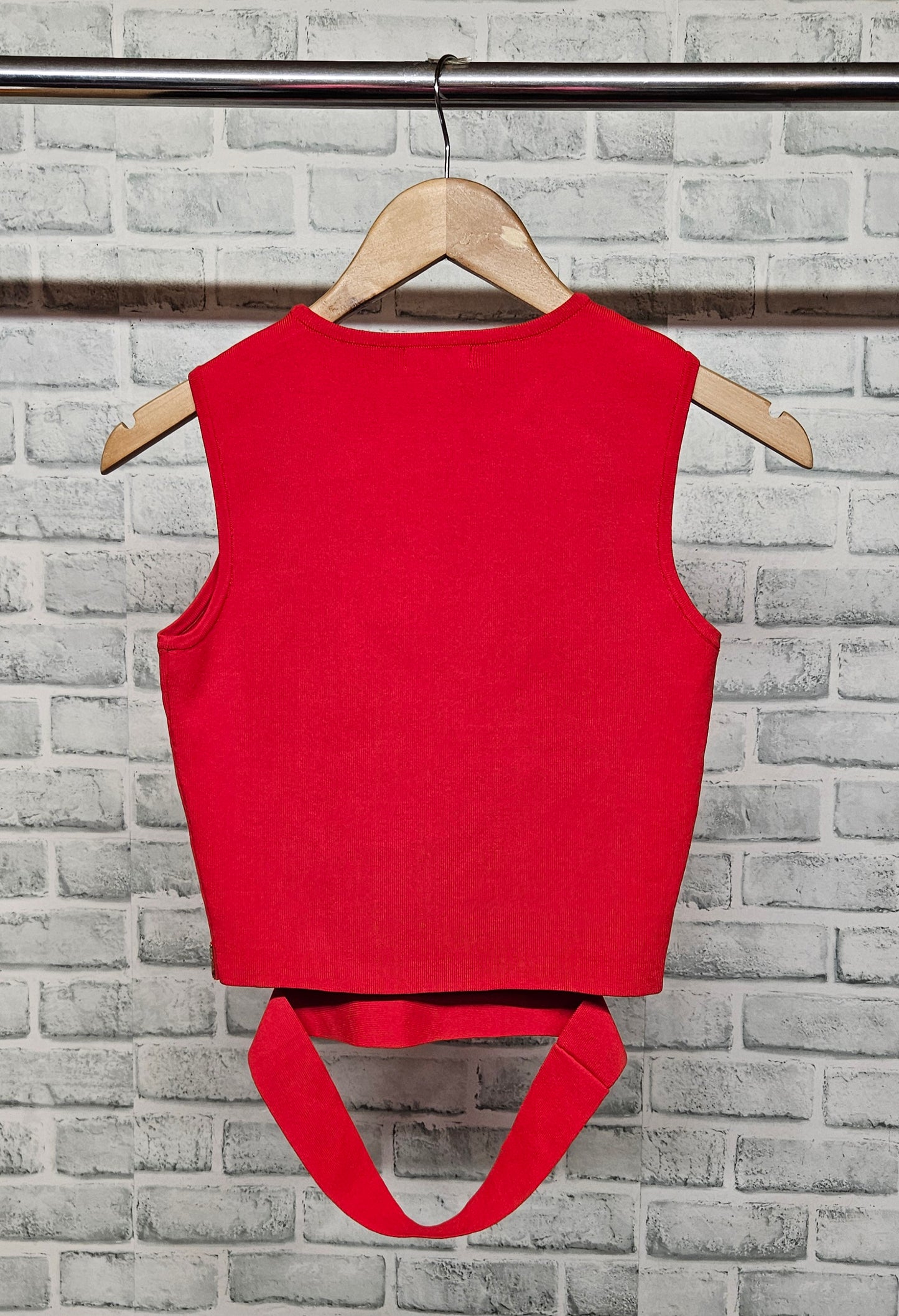 Miss Sixty Red Ribbed Cropped Top Size Small