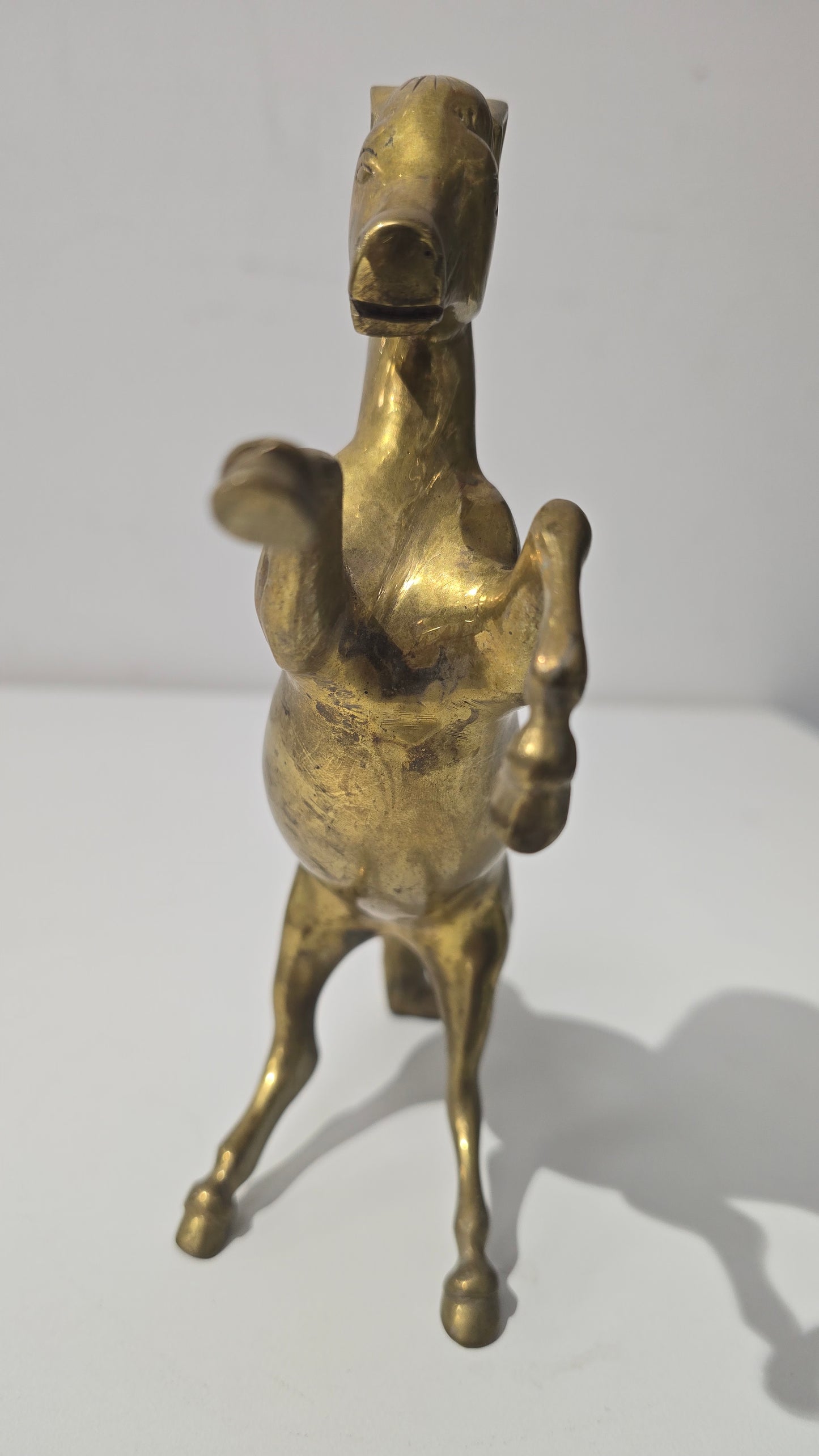 Pair of Brass rearing horse figurines