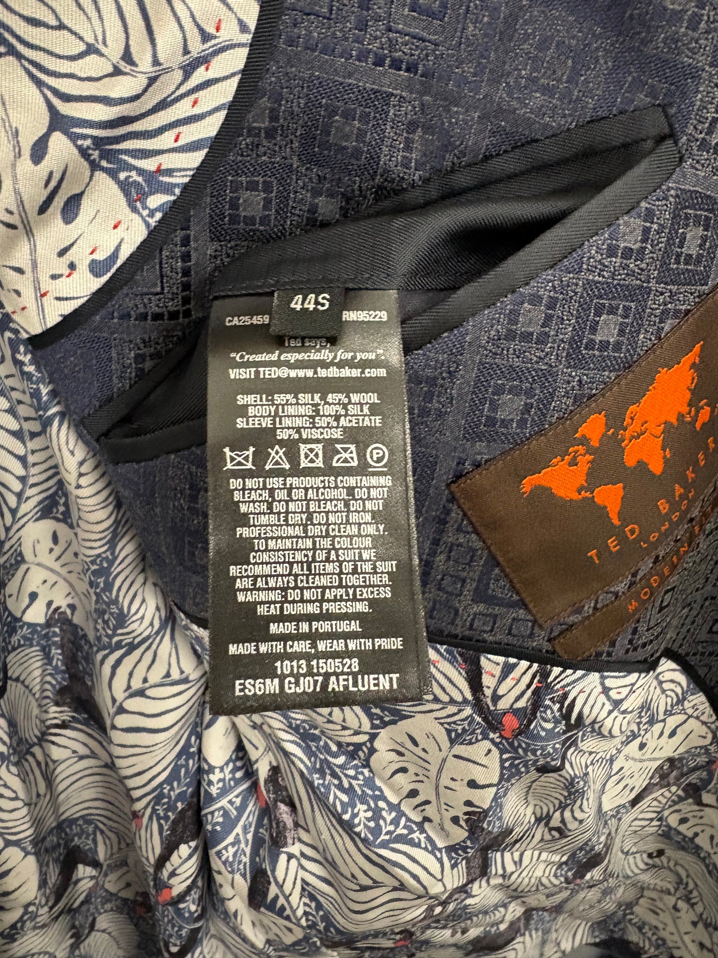 Ted Baker Grey Geometric Blazer Size 44S