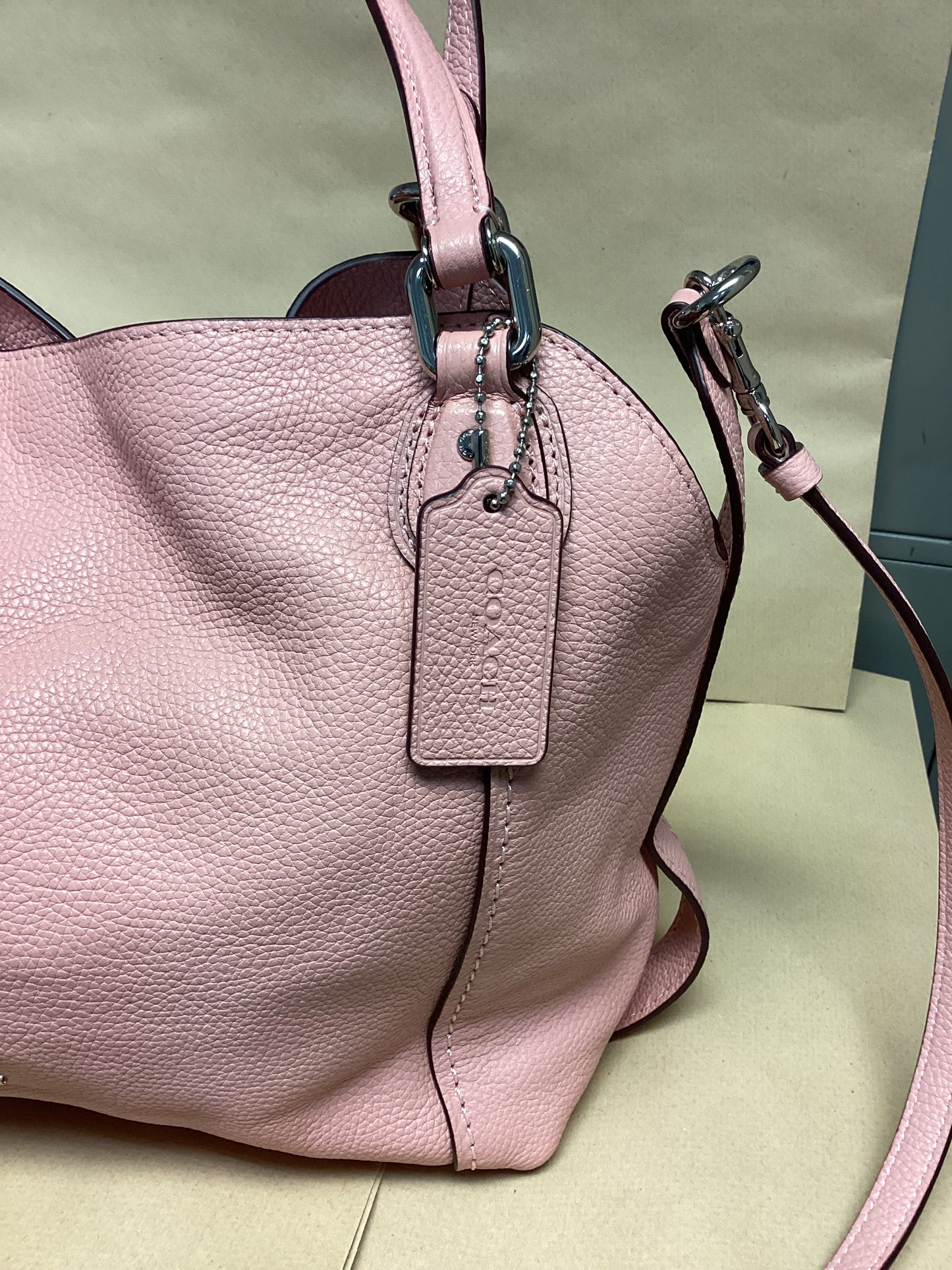Coach 57124 Edie 28 Dusty Rose Leather Women's Shoulder Crossbody Bag