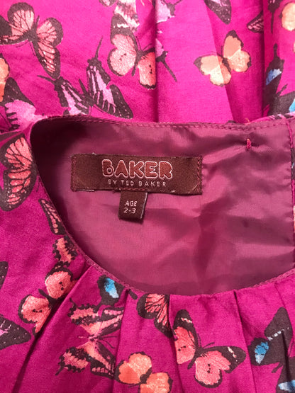 Ted Baker Age 2/3 Pink Butterfly Print Party Dress