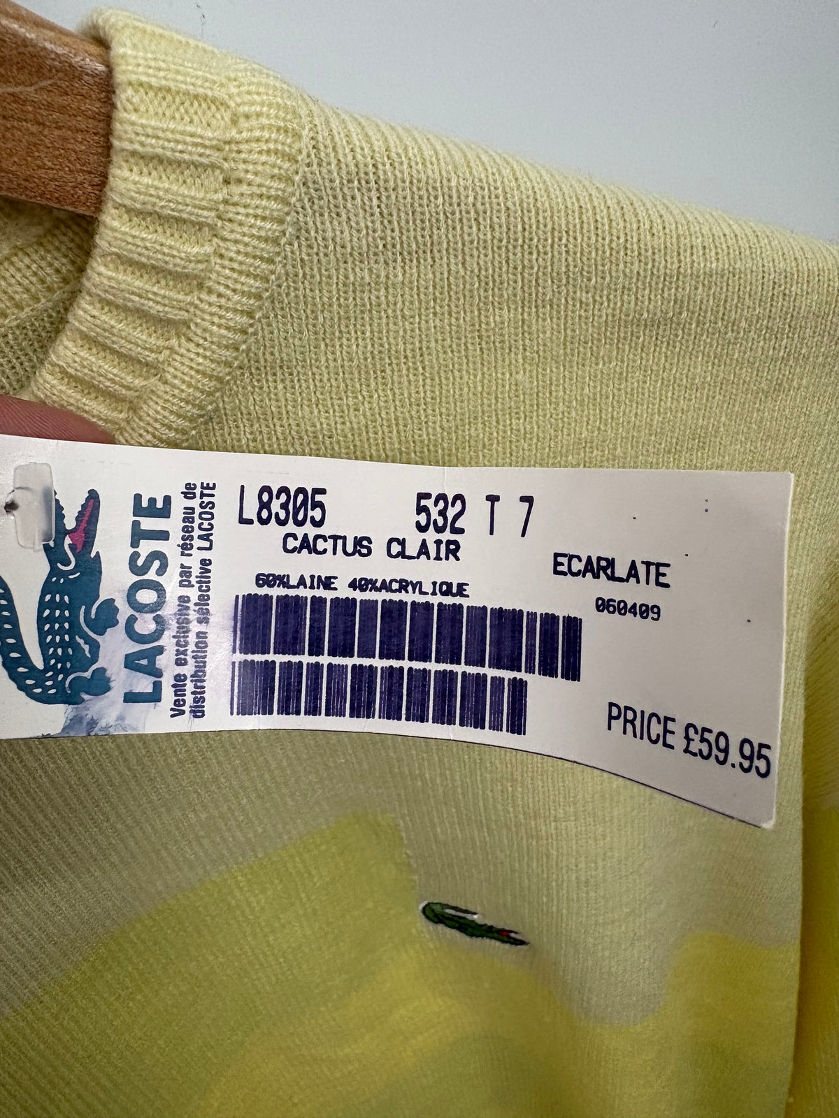 Lacoste Vintage Yellow Knitted Mens Jumper UK Size XL - BNWT