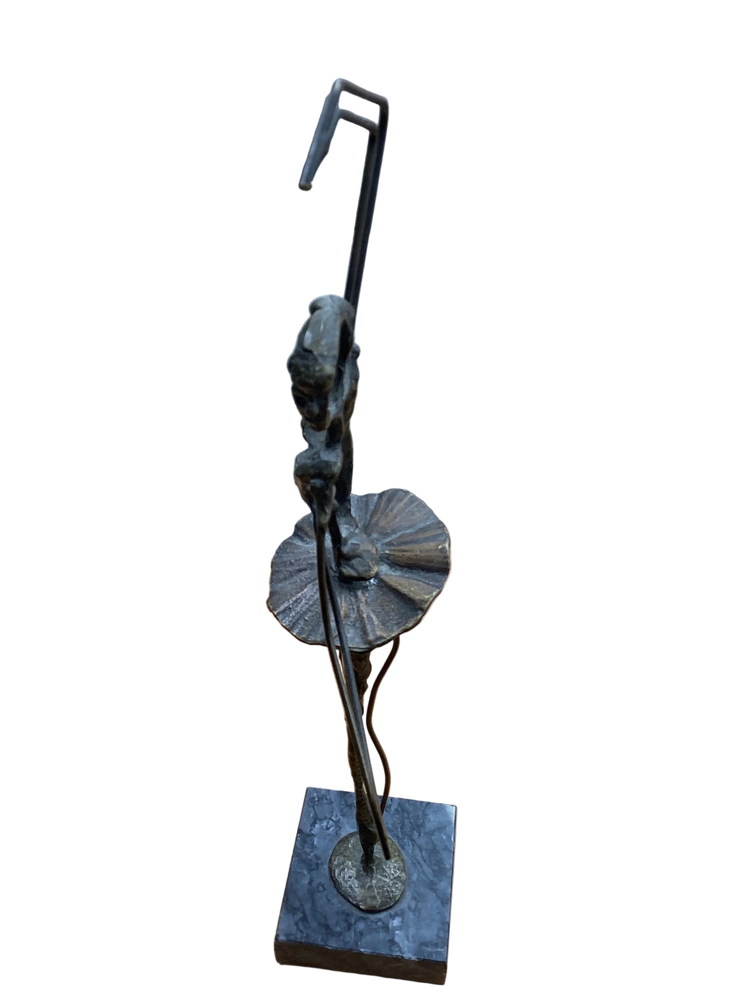 Brutalist Bronze Ballerina On Marble Sculpture
