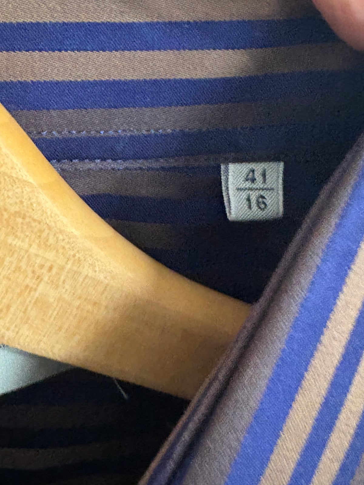 Poggianti 1958 Mens Bronze/Blue Long Sleeve Dress Shirt Size M