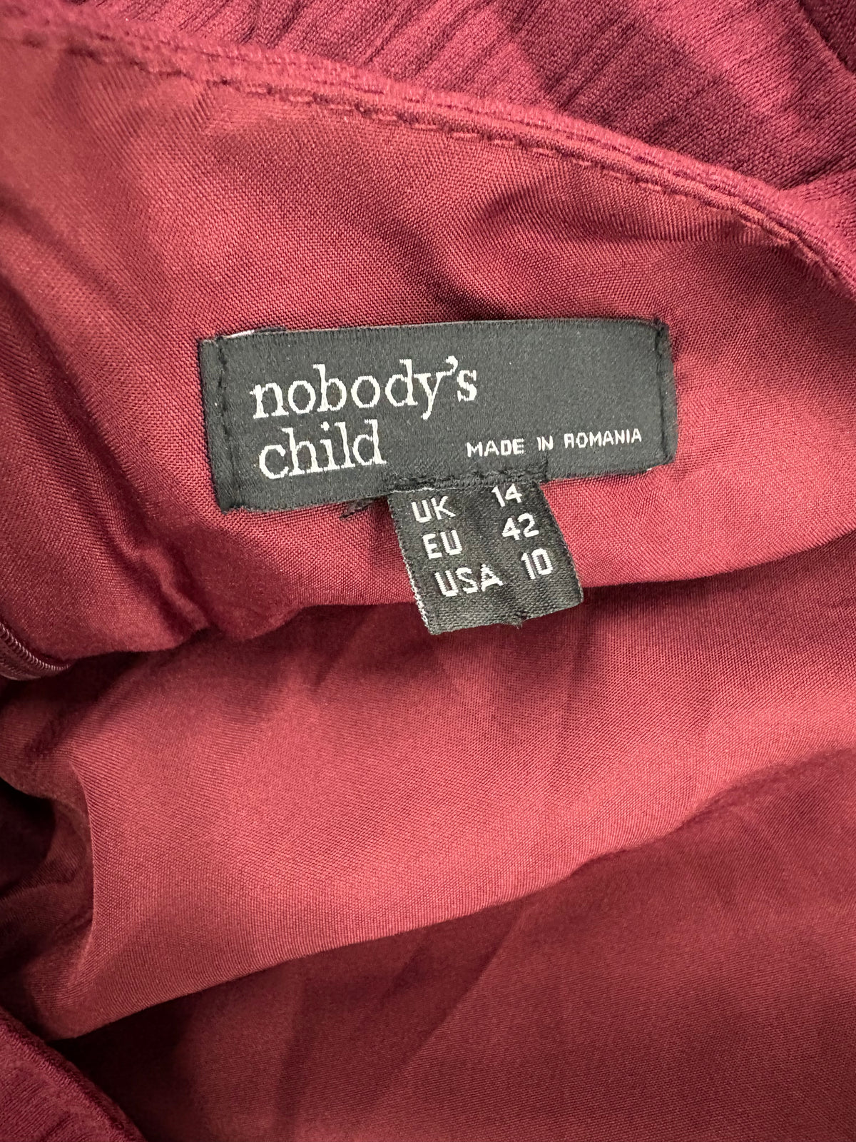 Nobody's Child Red Puff Sleeve Textured Dora Mini Dress Size 14