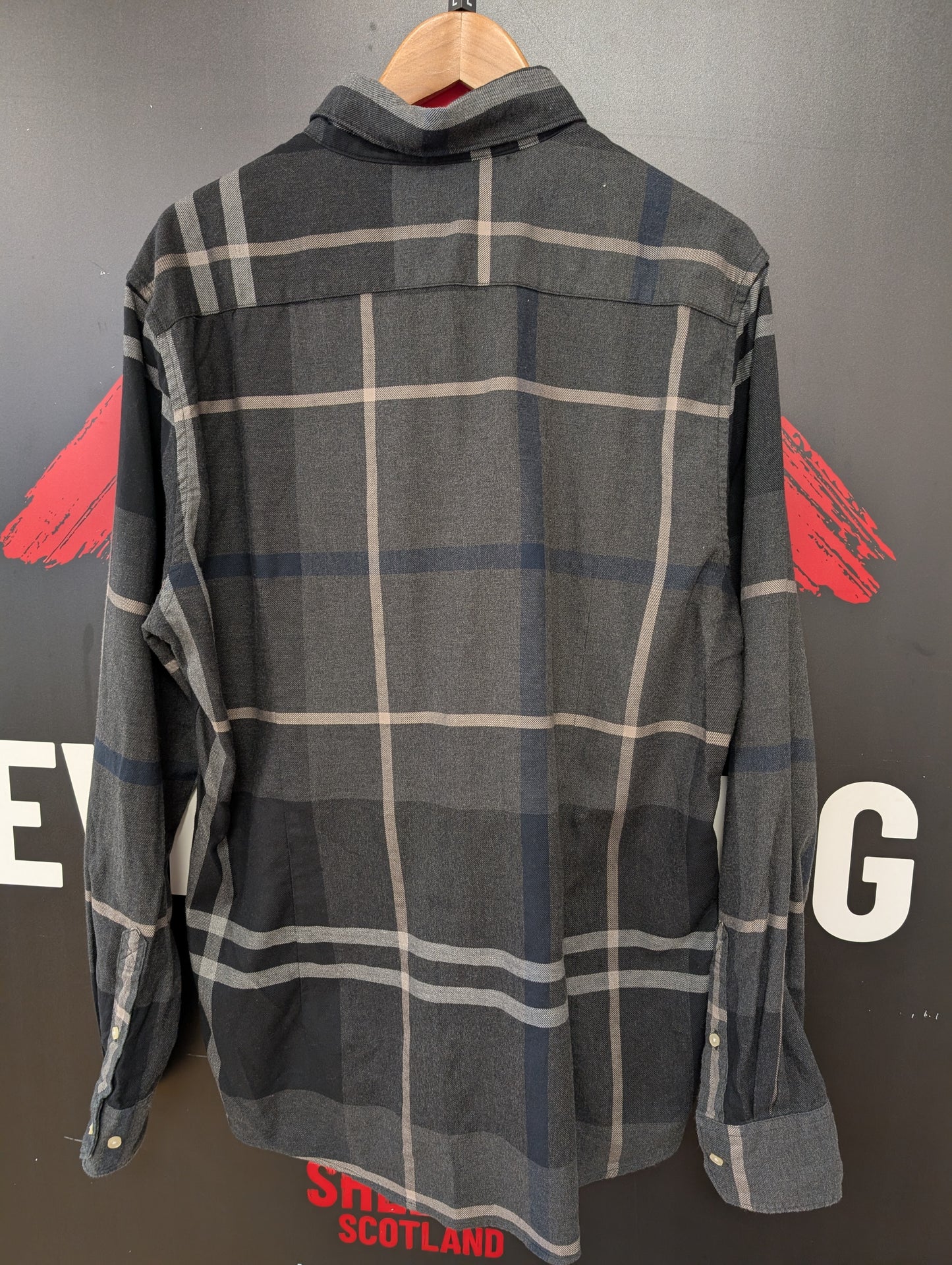 Barbour Dunoon Tailored Black/White Checked Shirt Size L