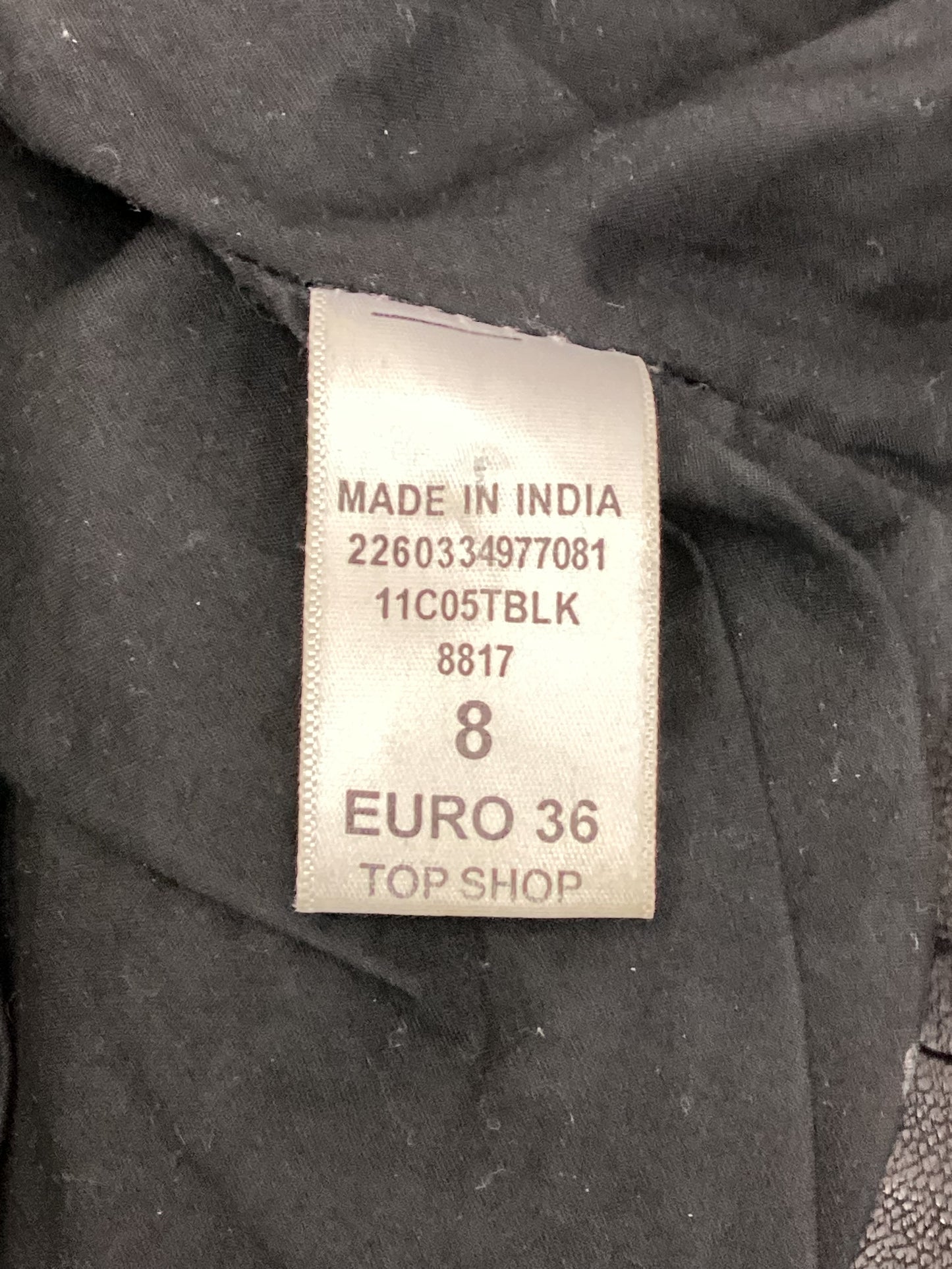 Y2K Topshop Size 8 Cropped Black Leather Jacket