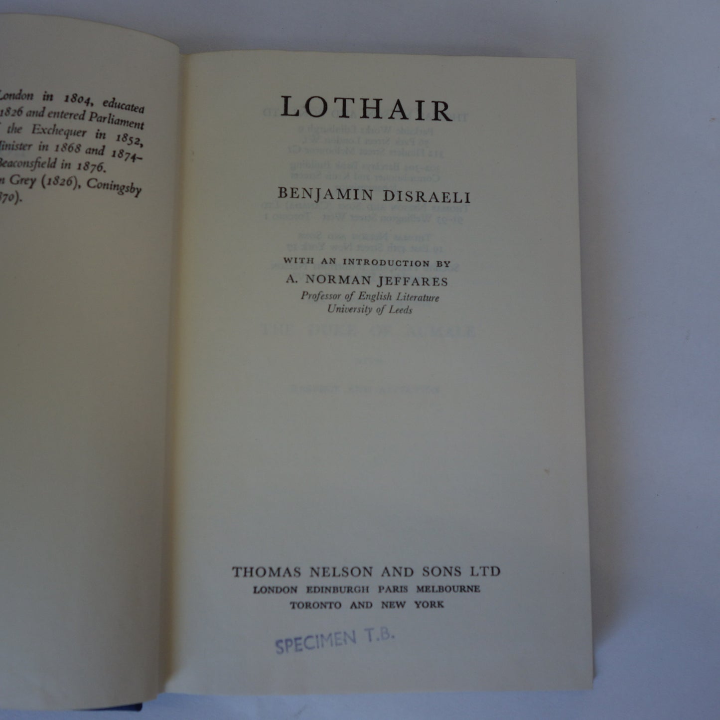 Lothair by Benjamin Disraeli - Vintage hardback book