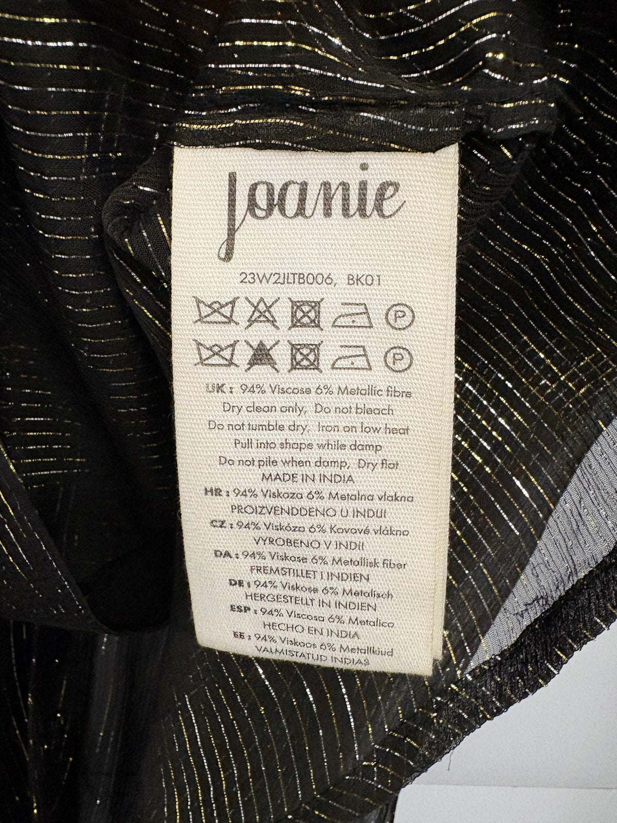 Joanie Clothing Women's Sheer Tie-Neck Metallic Blouse Size 26 - BNWT