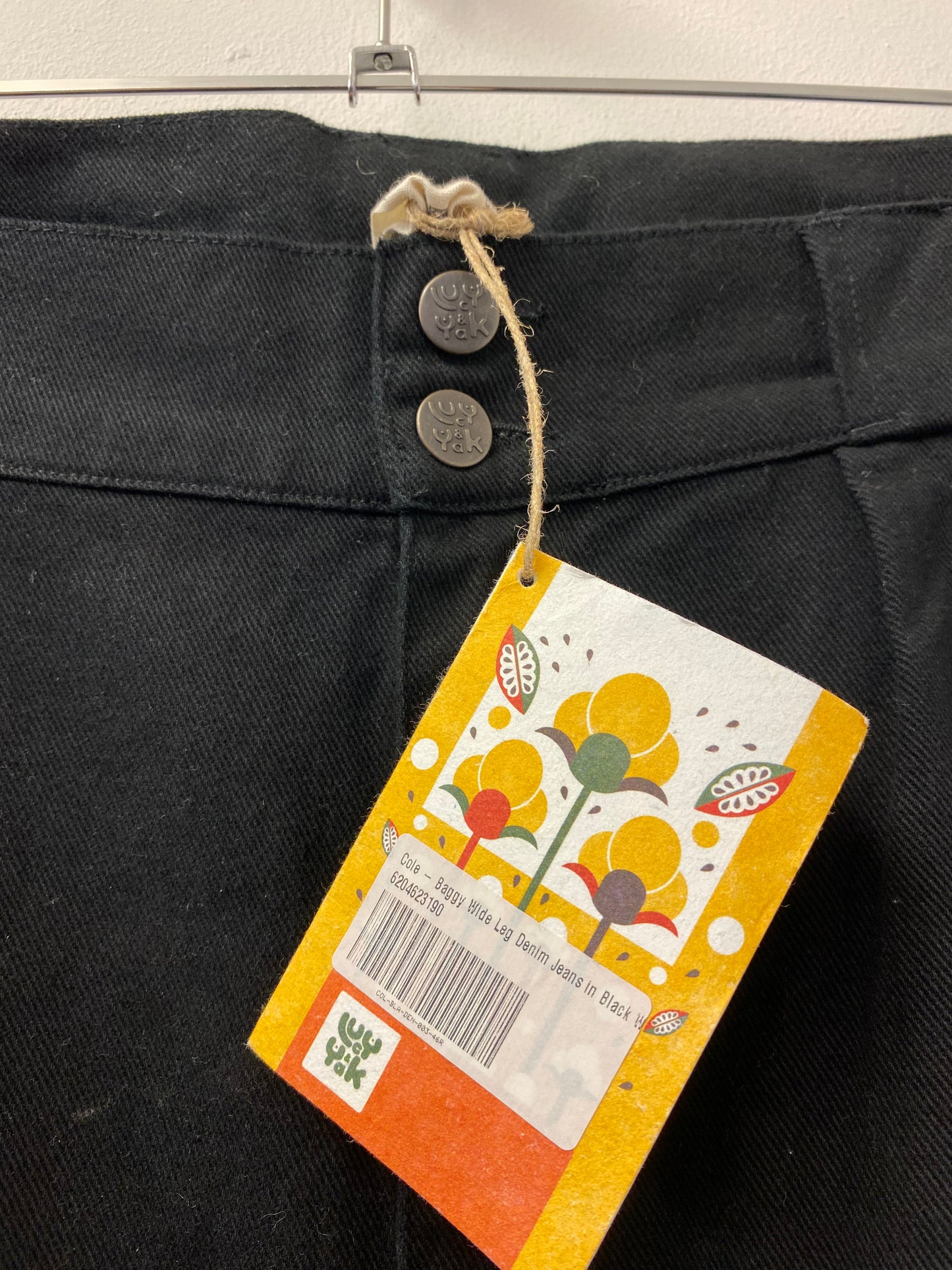 BNWT Lucy and Yak Cole Baggy Wide Leg Denim Jeans Black Size 46R