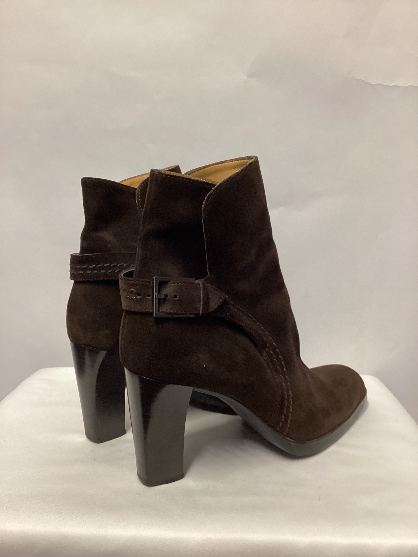 Tod’s Brown Suede Pull On Ankle Heeled Boots 8