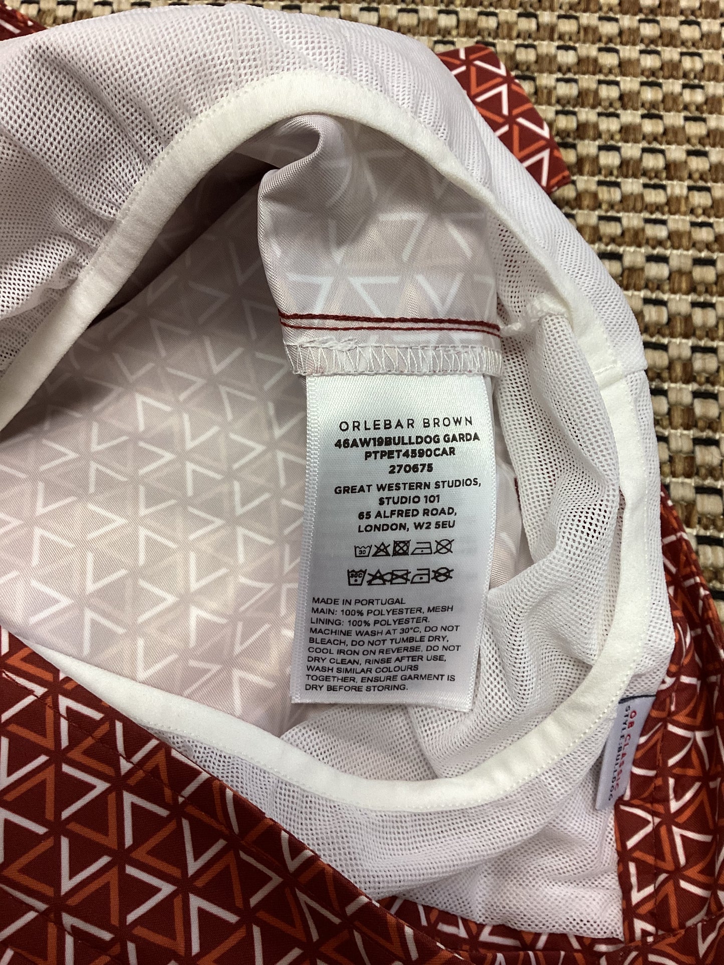 BNWT Orlebar Brown Orange Patterned Swim Shorts Size S