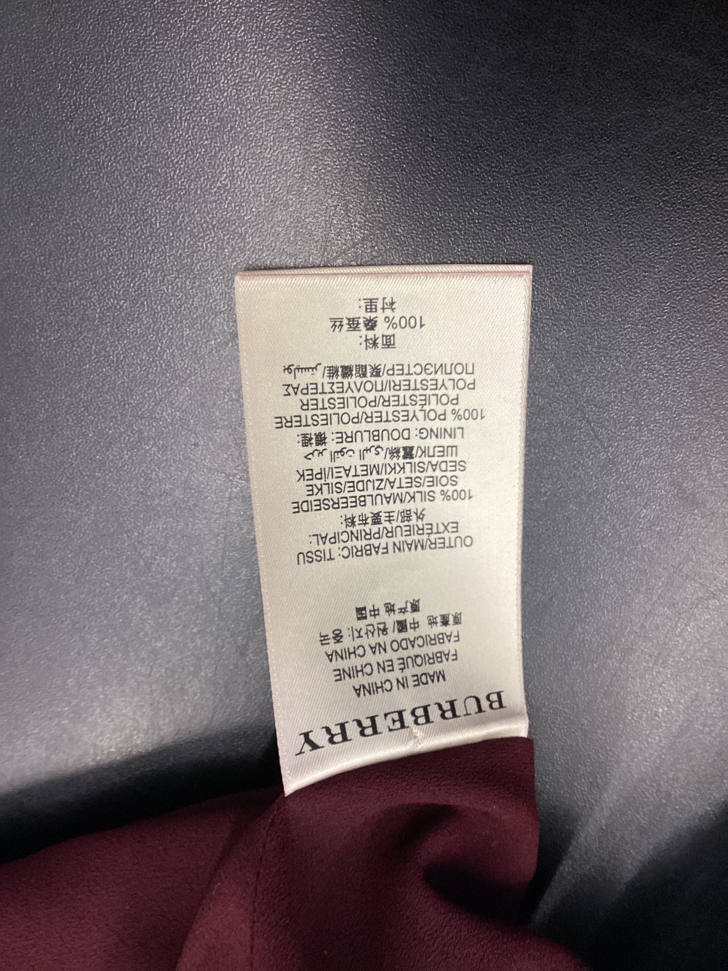 Burberry Burgundy 100% Silk Midi Dress size 4