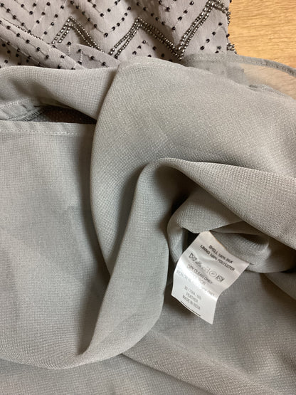 Reiss 100% Silk Beaded Grey Dress Size 10