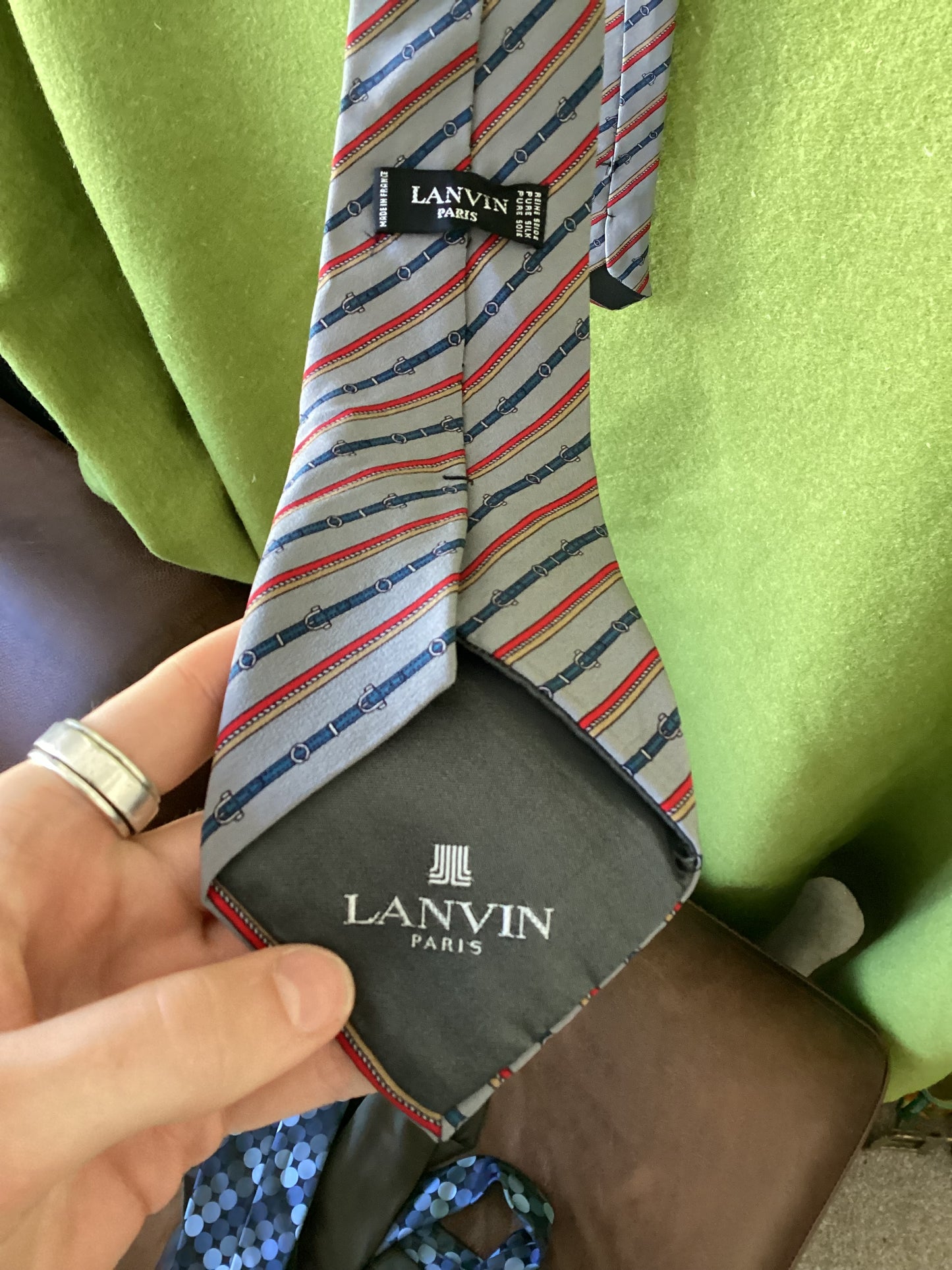 Lanvin Paris Striped Belt Silk Tie