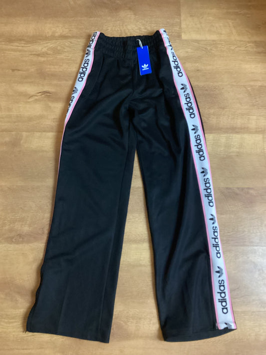 BNWT Adidas Black Trousers with Pink Stripe Size 8