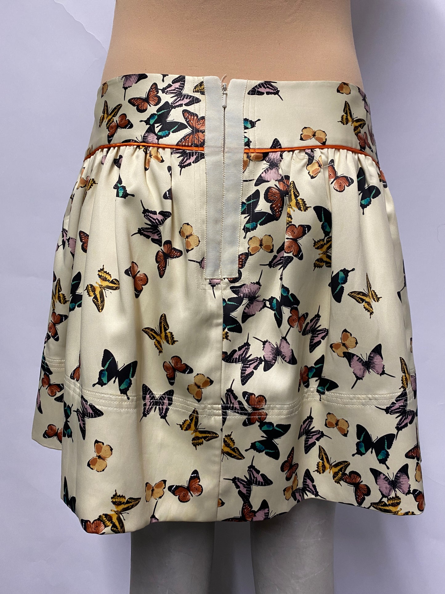 Ted Baker Cream Butterfly Print Satin Mini Skirt Small/10