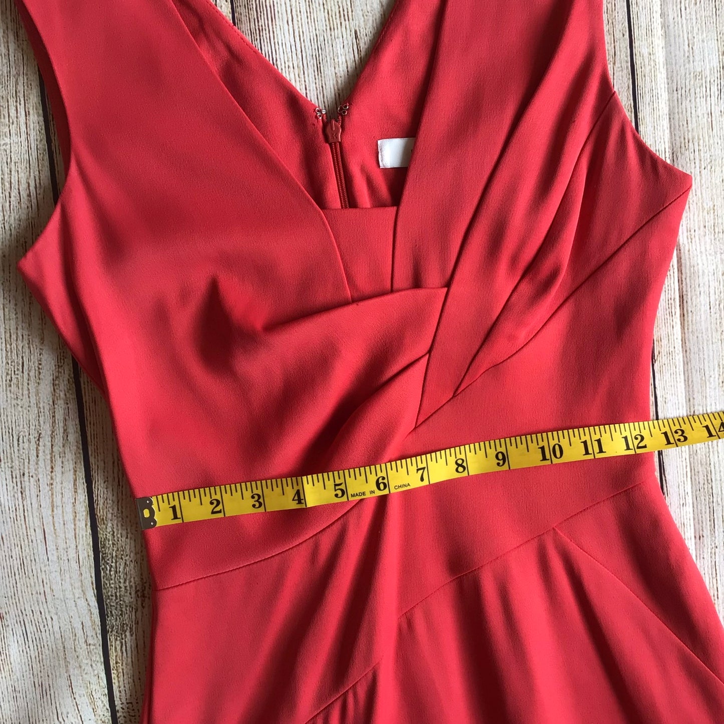 Reiss Coral Pink Orange V Neck Pencil Dress Size 6 UK