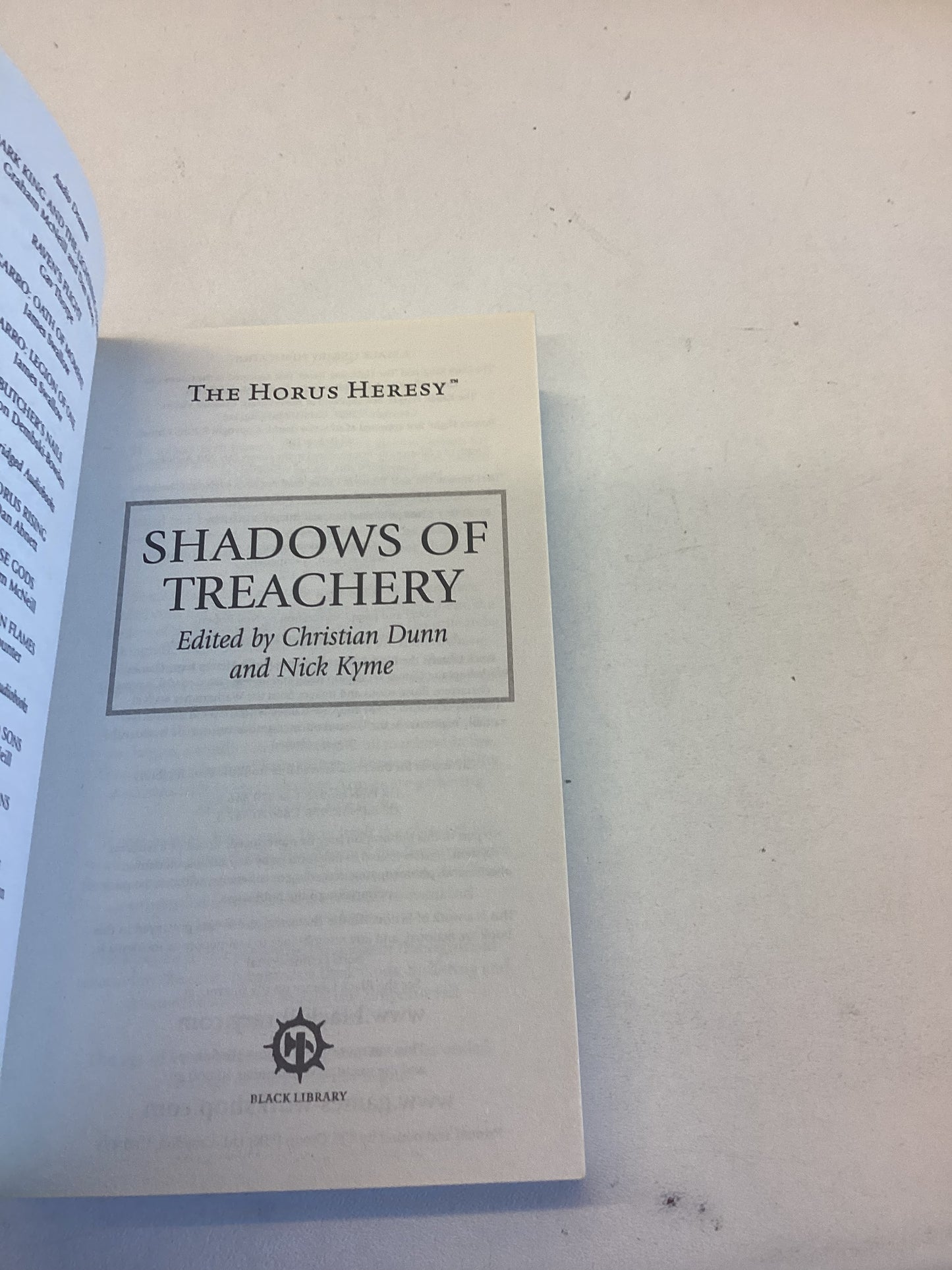 Shadows of Treachery The Horus Hersey Edited by Christian Dunn and Nick Kyme