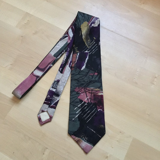 Jaeger Multicoloured Abstract Print Tie 100% Silk Made in Italy