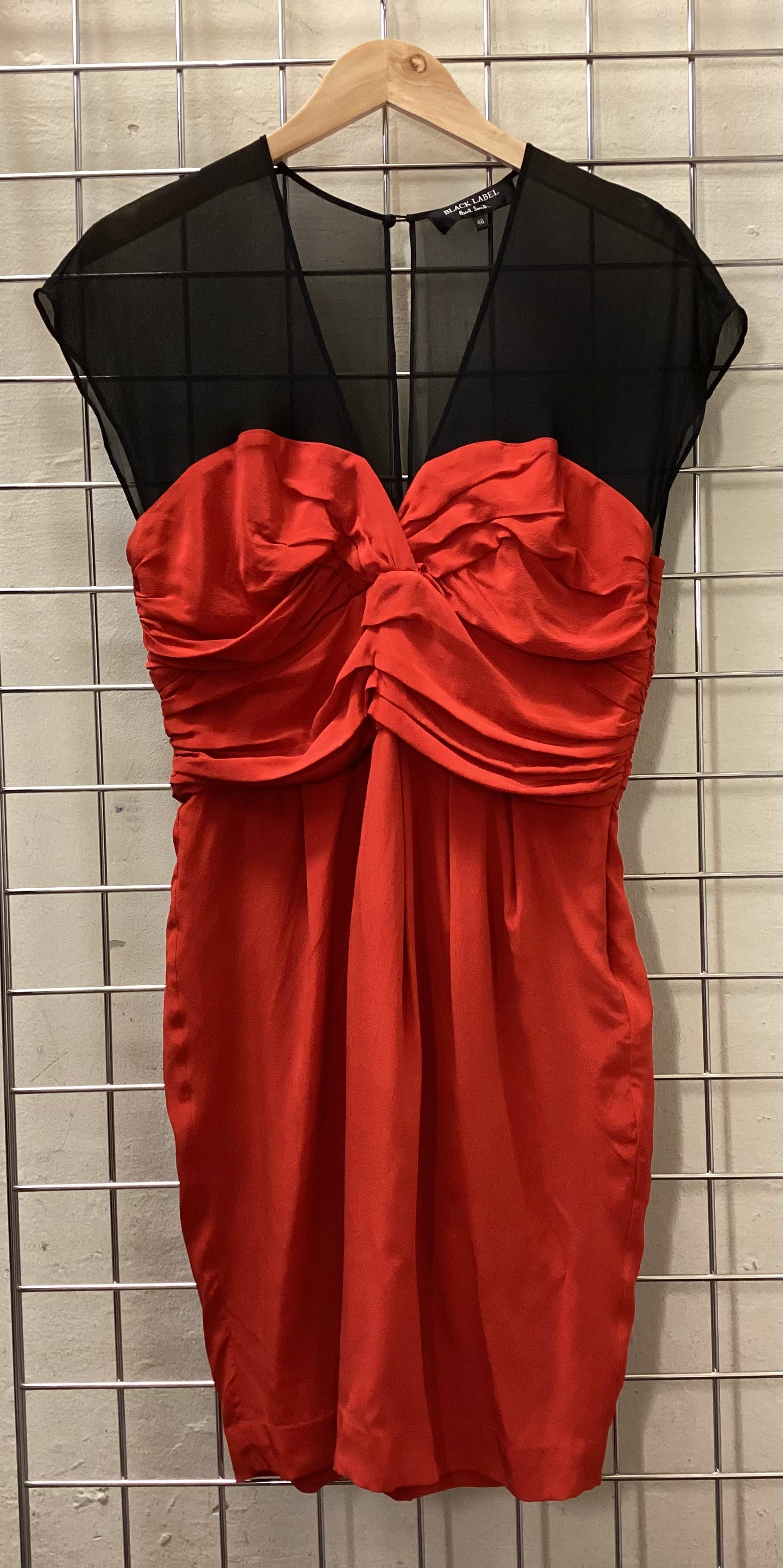 Paul Smith Black Label 100% Silk Black and Red Dress Size 14