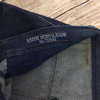 Rabbie Denim 14oz Selvedge Blue Jeans, Made in Glasgow Size L