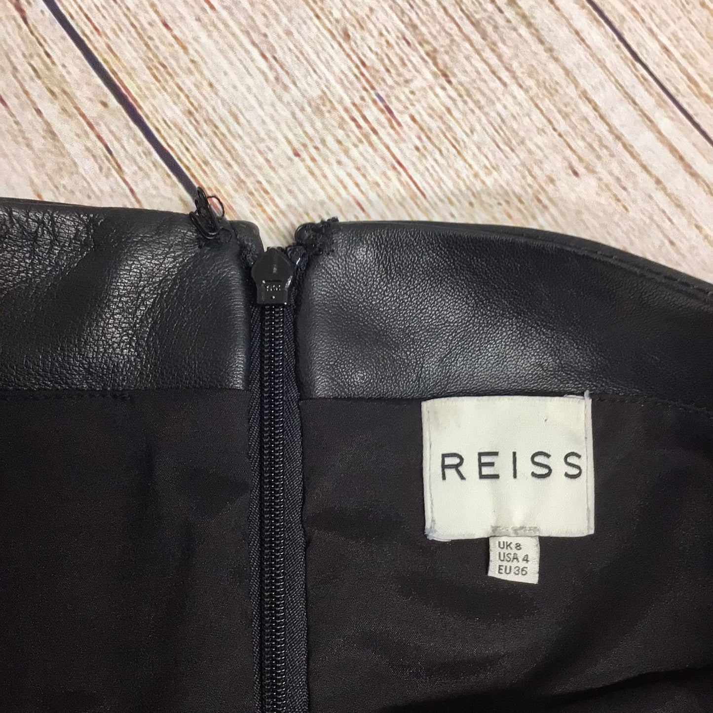 Reiss Black 100% Leather Pencil Skirt Size 8