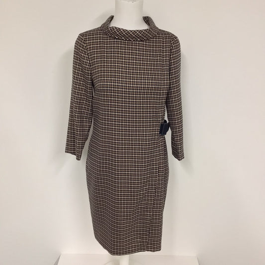 BNWT Solar Brown Sukienka Dogtooth Print Dress w/Pockets Size 8