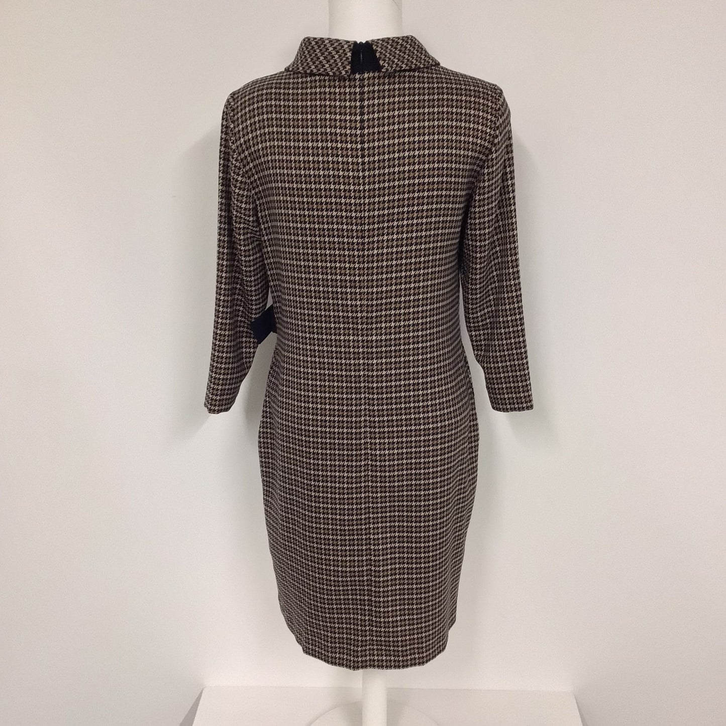 BNWT Solar Brown Sukienka Dogtooth Print Dress w/Pockets Size 8