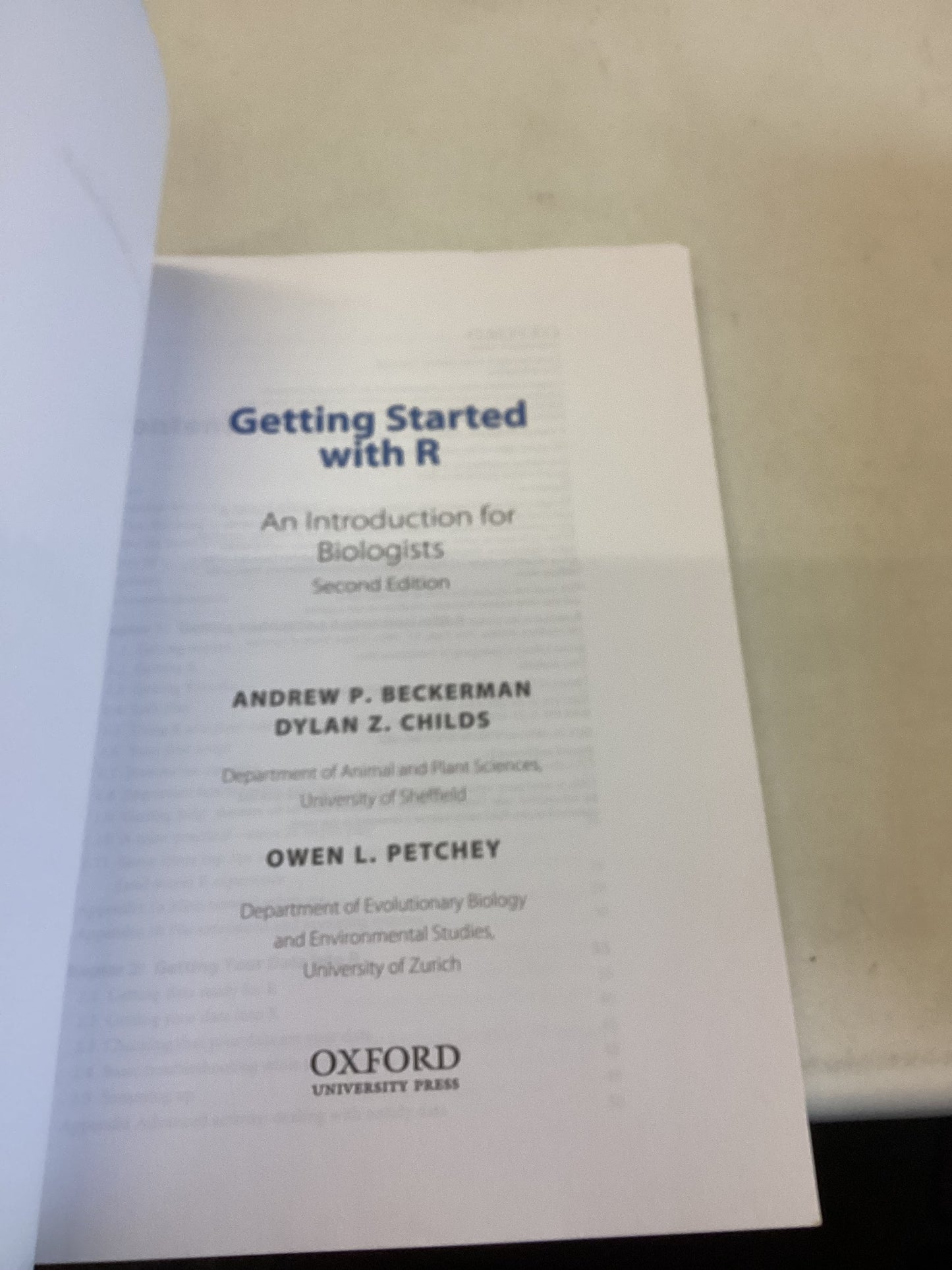 Getting Started With R An Introduction for Biologists Second Edition Andrew Beckerman Dylan Childs and Owen Petchey