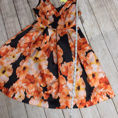 BNWT Bardōt Orange Floral V Neck Skater Dress Size 8