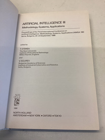 Artificial Intelligence 111 Methodology, Systems, Applications