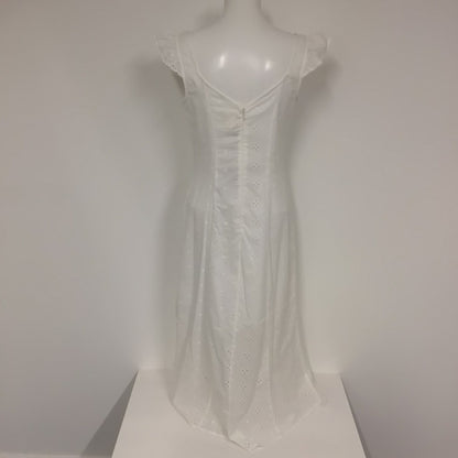 BNWT River Island In Other Words White Long Embroidered Dress 100% Cotton Size 10