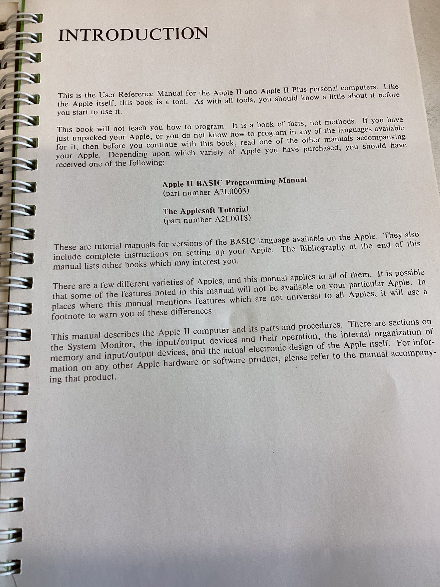 Apple 11 Reference Manual A Reference Manual for The Apple 11 and The Apple 11 Plus Personal computers
