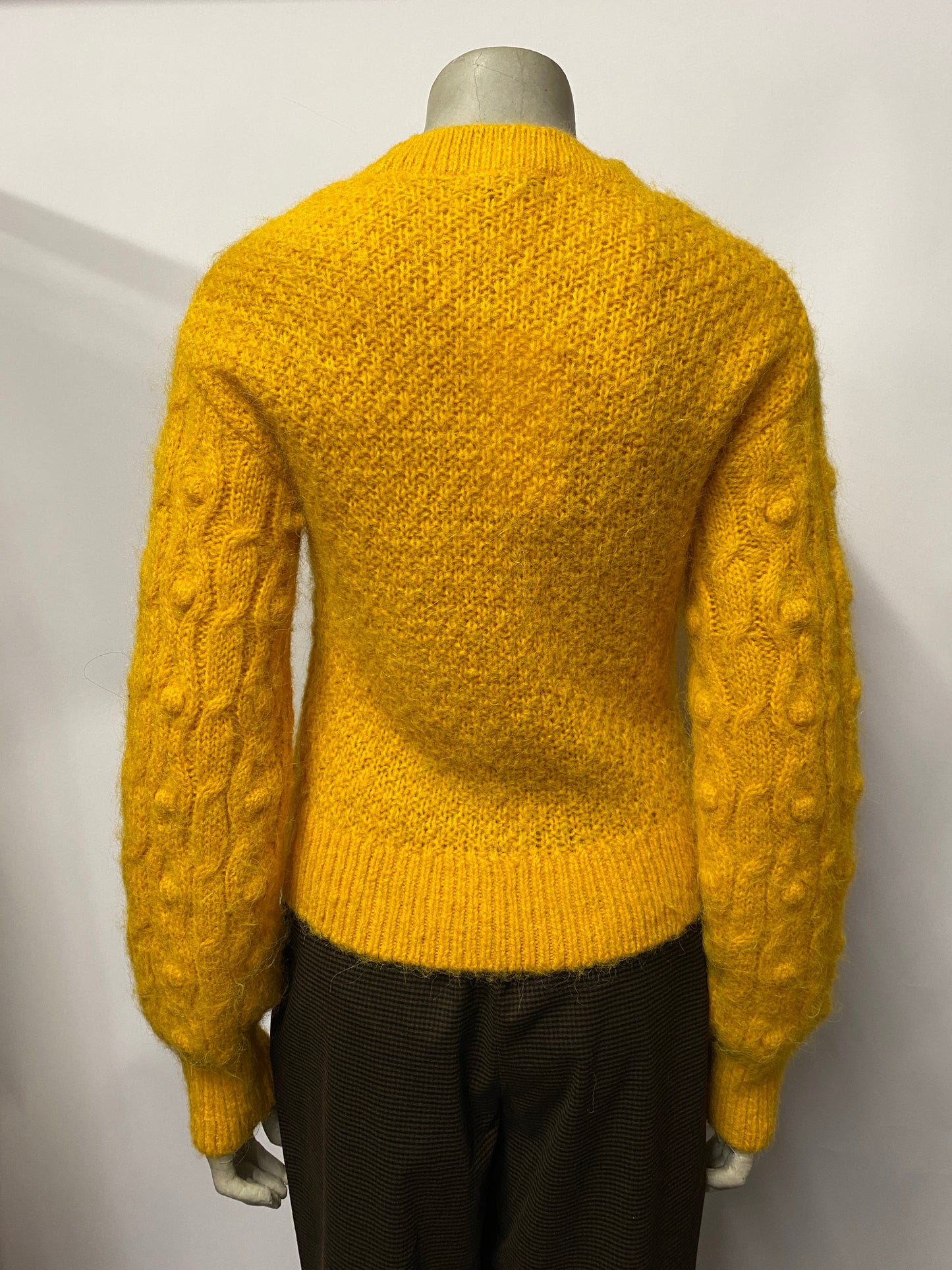 & Other Stories Yellow Alpaca Wool Cable Knit Jumper Small