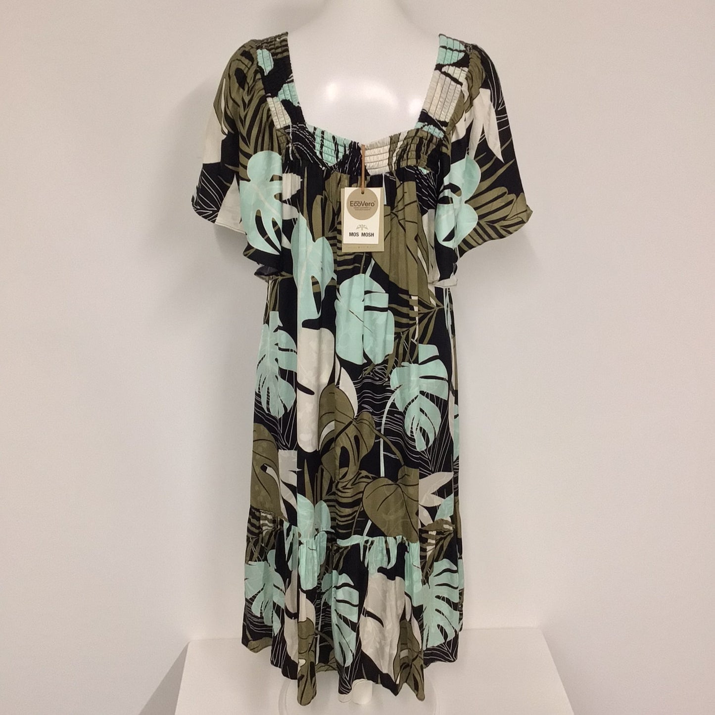BNWT Mos Mosh Green & Black Leaf Print Daryna Arum Dress Size S