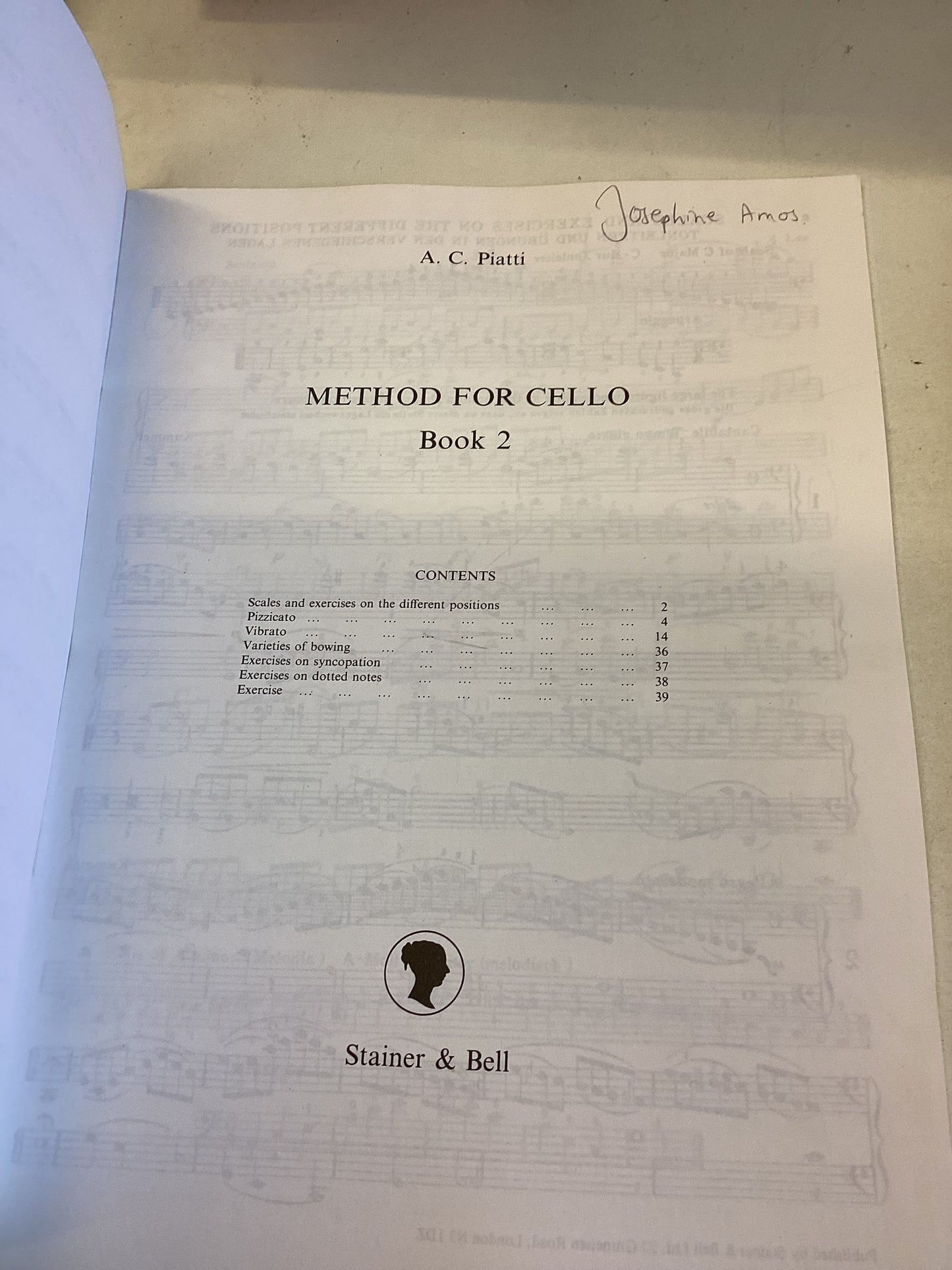 Method For Cello A C Piatti Book 2